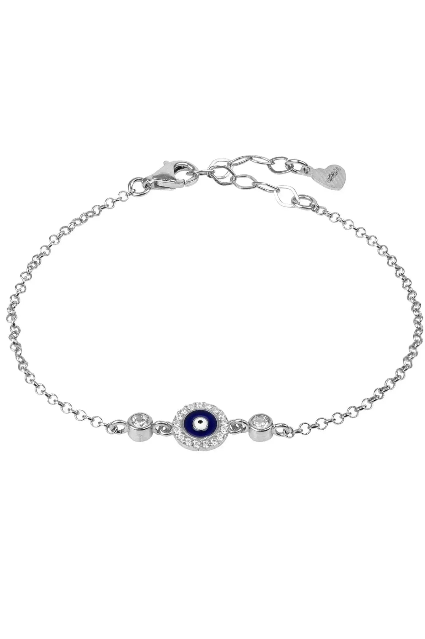 Evil Eye Enamel Dark Blue Bracelet Silver - LATELITA Bracelets