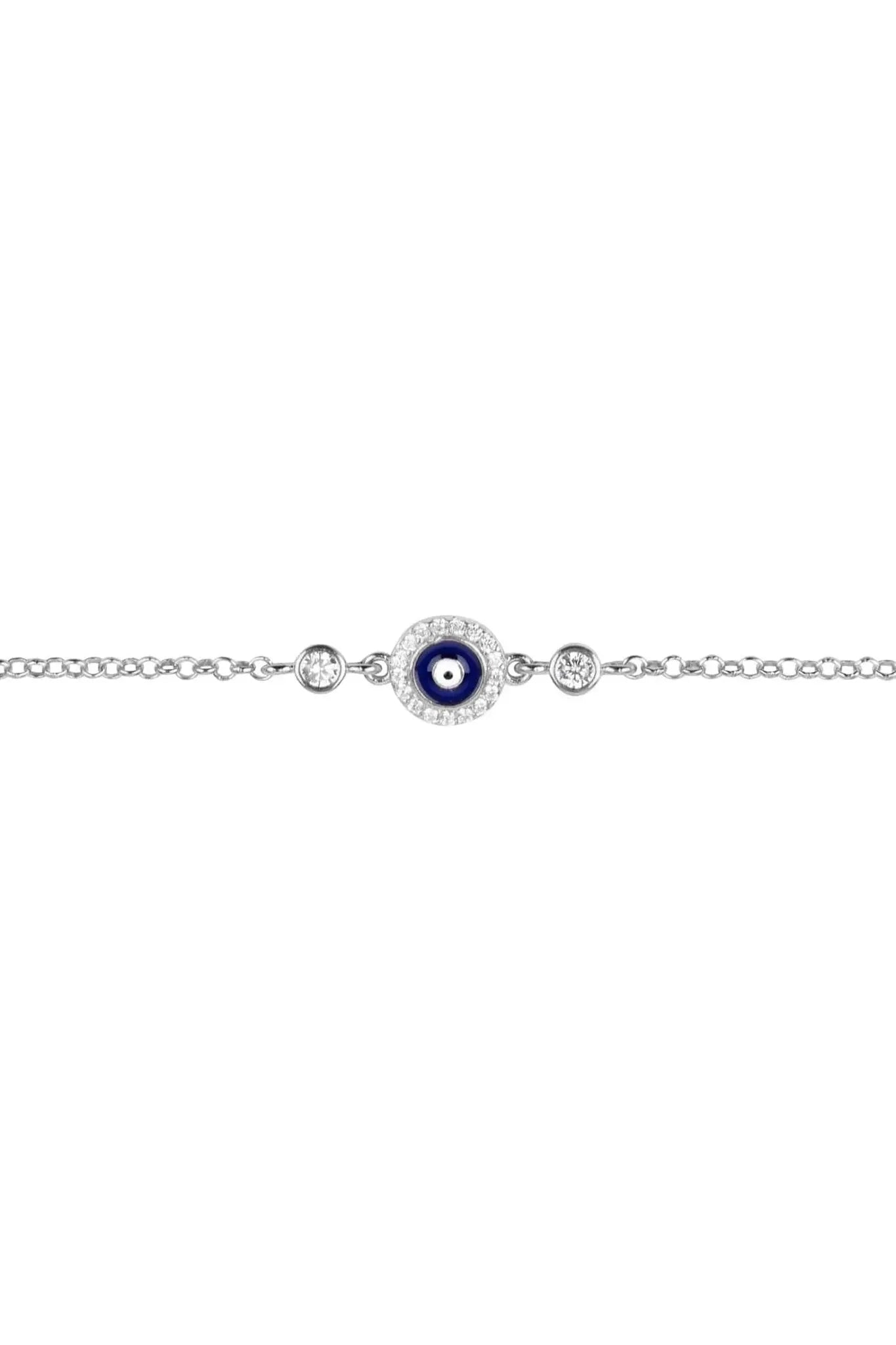 Evil Eye Enamel Dark Blue Bracelet Silver - LATELITA Bracelets