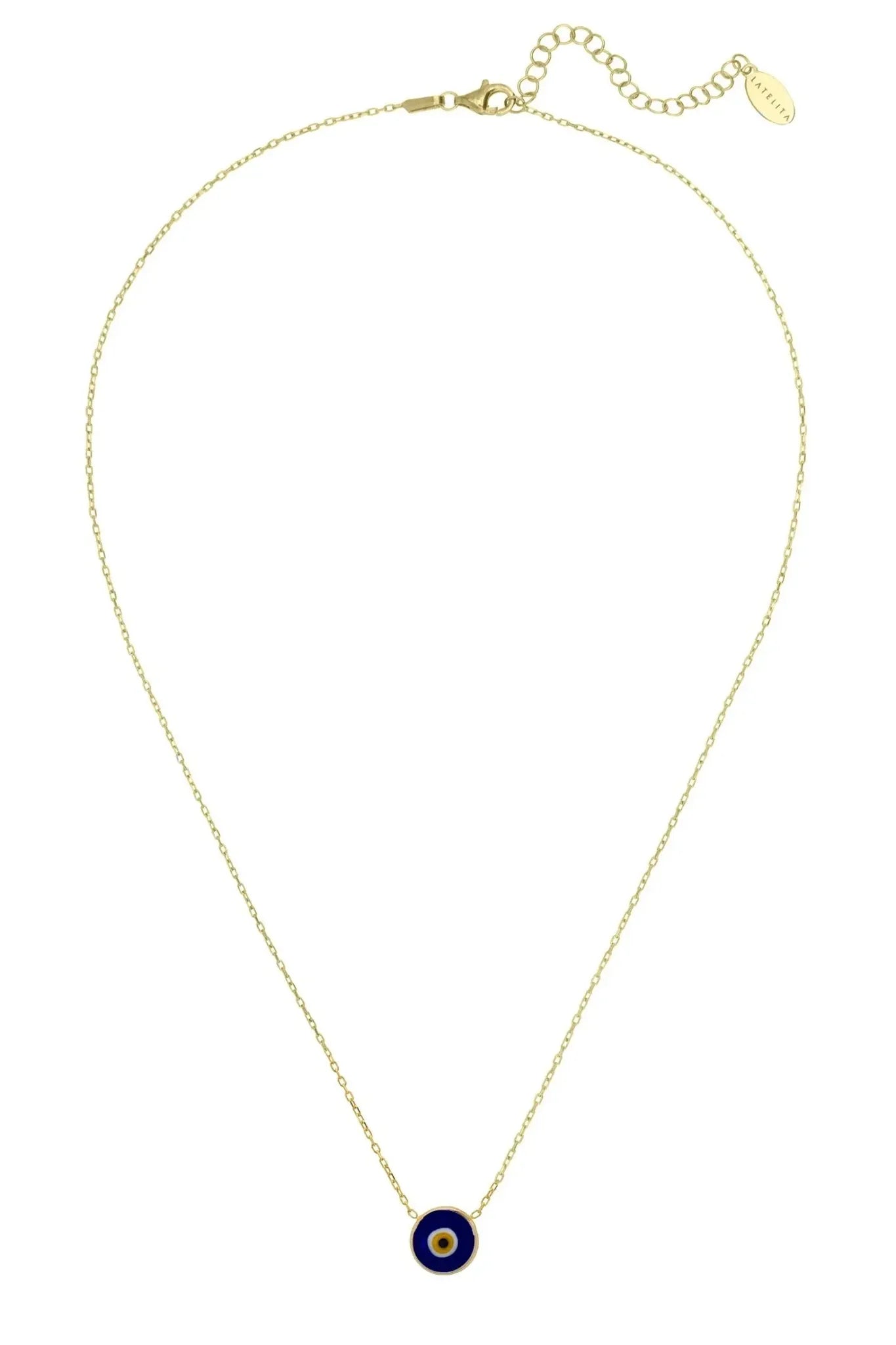 Evil Eye Enamel Pendant Necklace Gold - LATELITA Necklaces