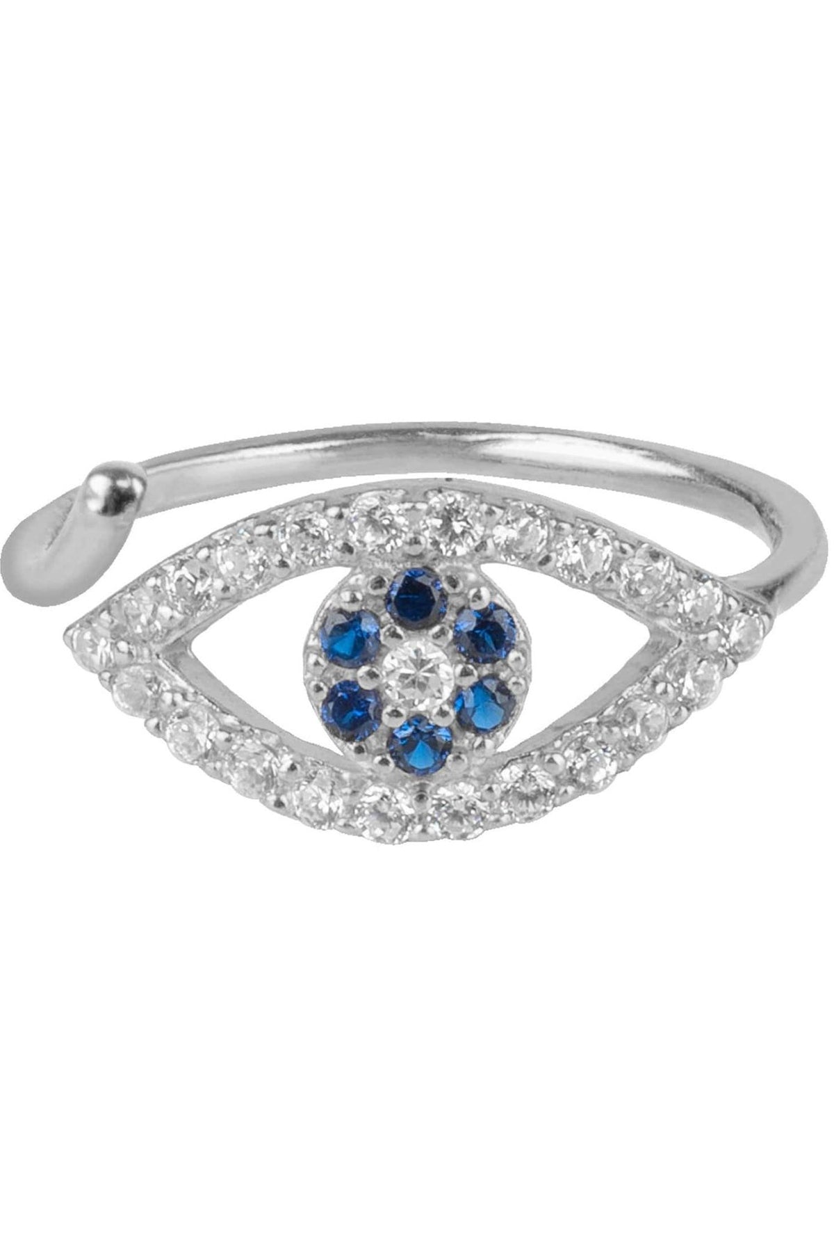 Evil Eye Midi Pinky Ring Silver - LATELITA Rings