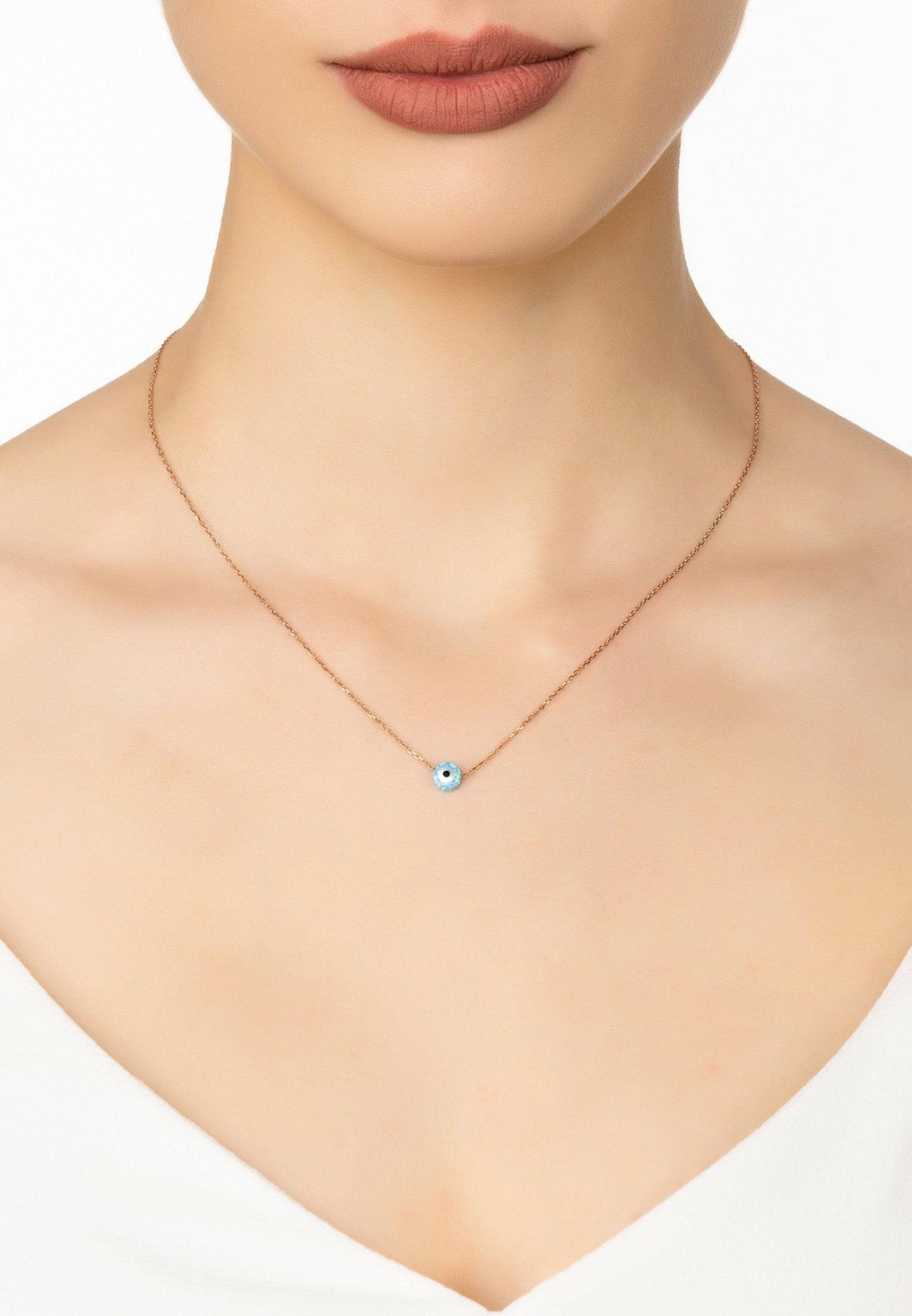 Evil Eye Mini Opalite Necklace Rosegold - LATELITA Necklaces