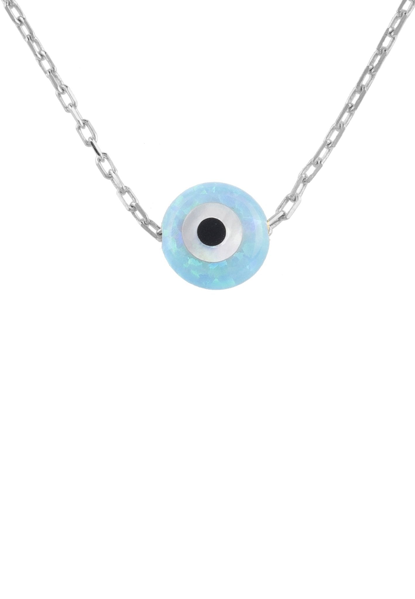 Evil Eye Mini Opalite Necklace Sterling Silver - LATELITA Necklaces