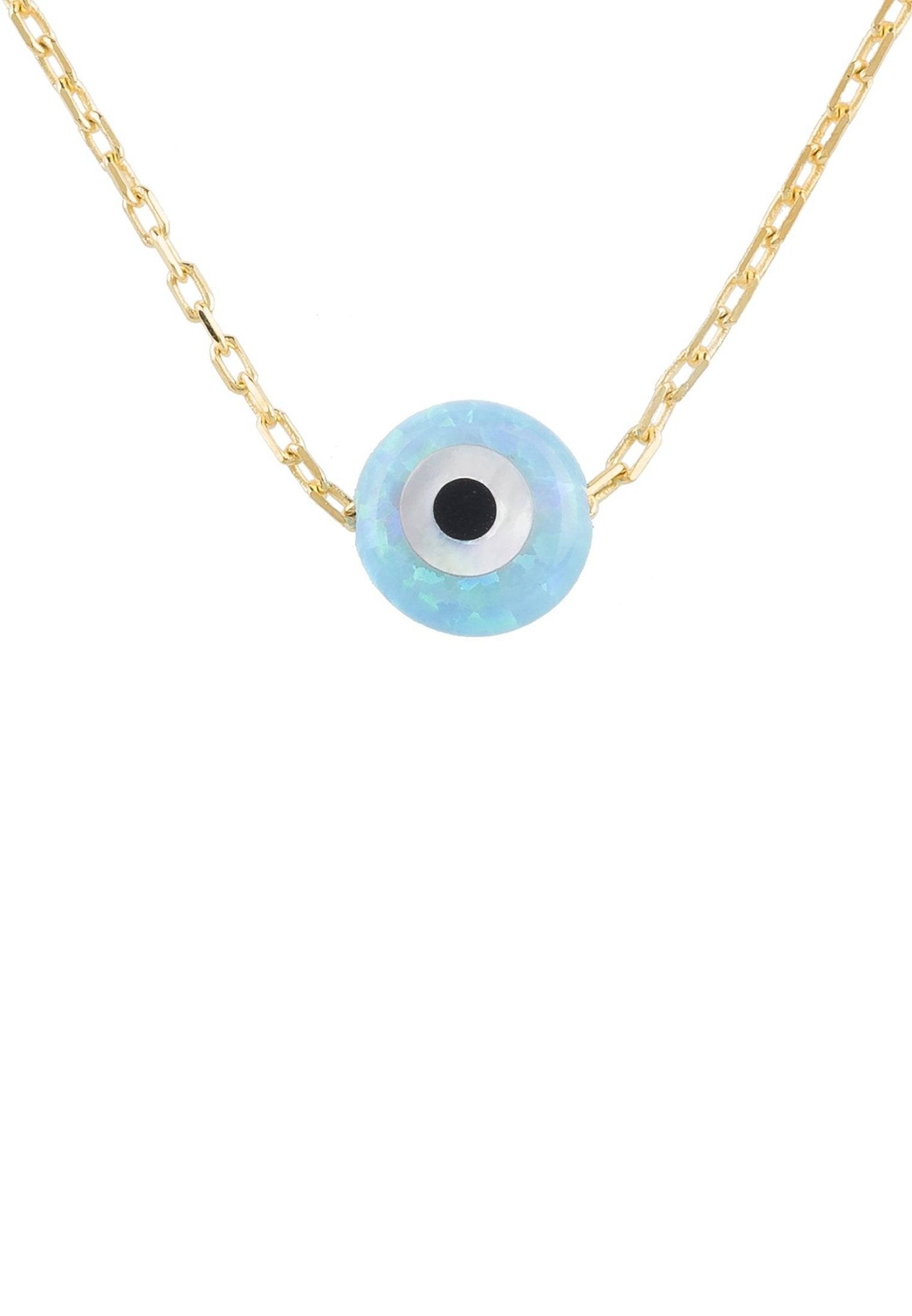 Evil Eye Mini Opalite Pendant Necklace Gold - LATELITA Necklaces