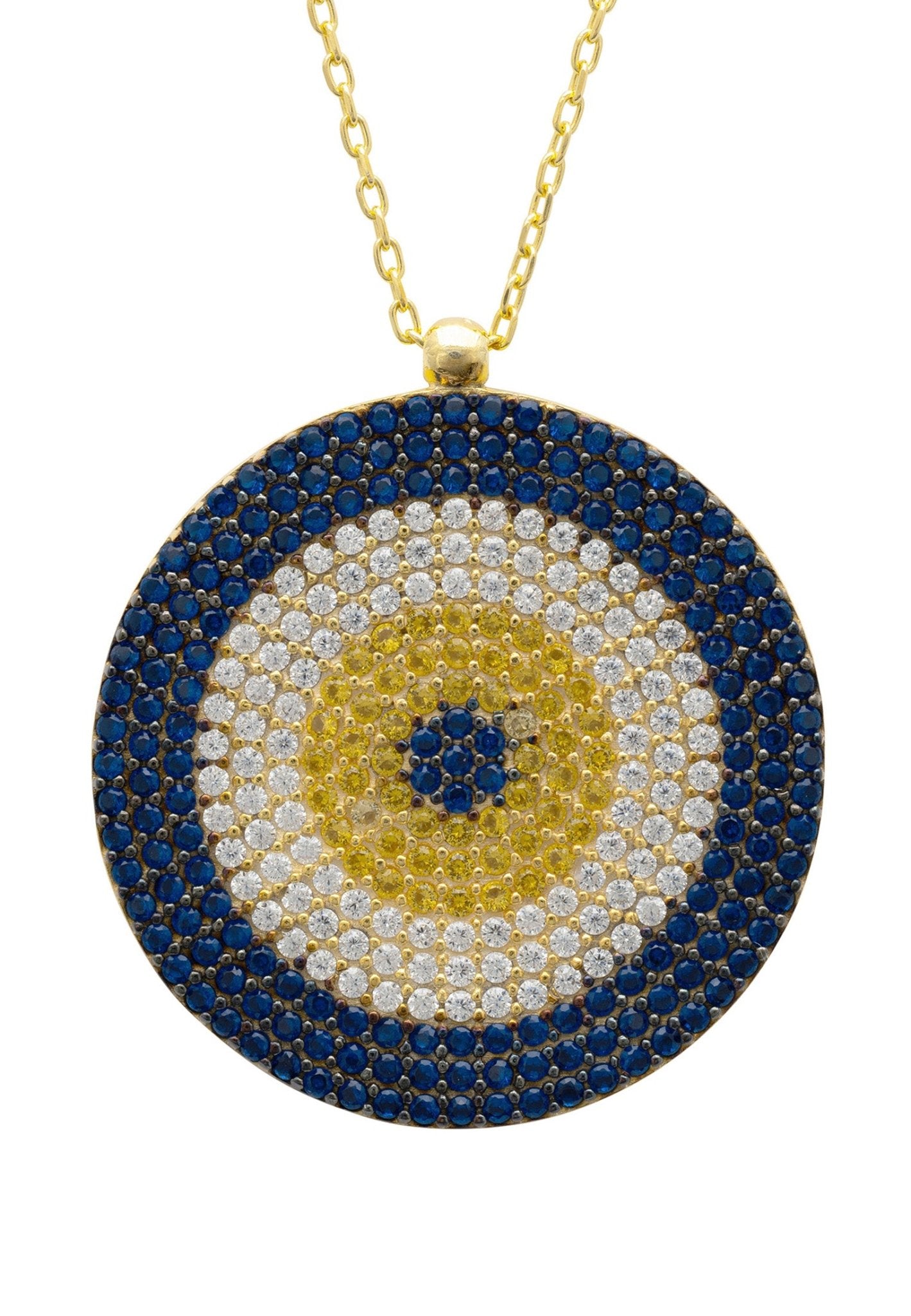 Evil Eye Pendant Necklace Large Blue Gold - LATELITA Necklaces