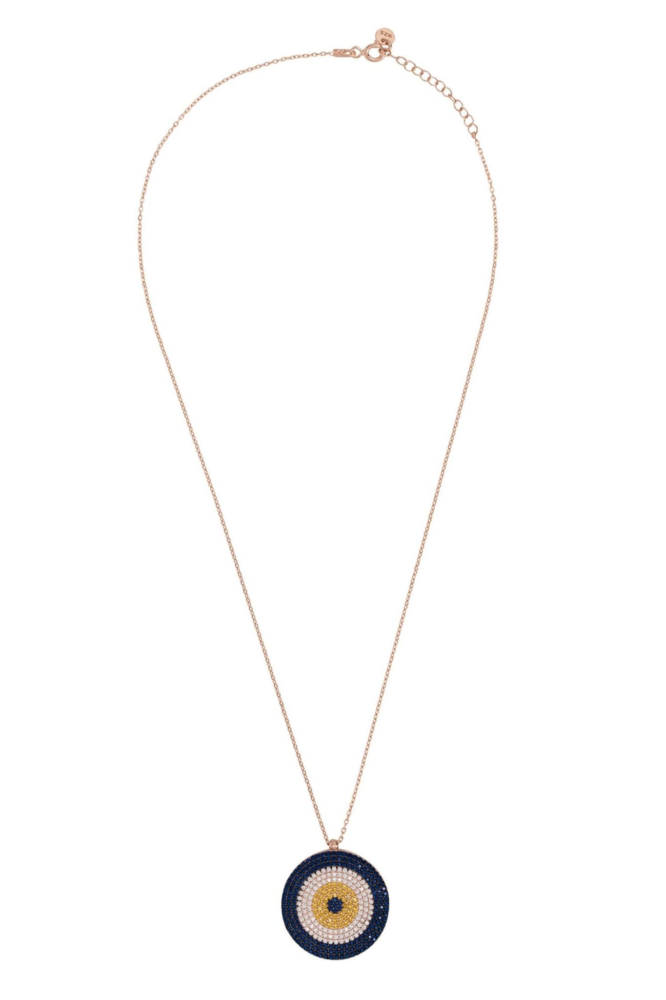 Evil Eye Pendant Necklace Large Blue Rosegold - LATELITA Necklaces