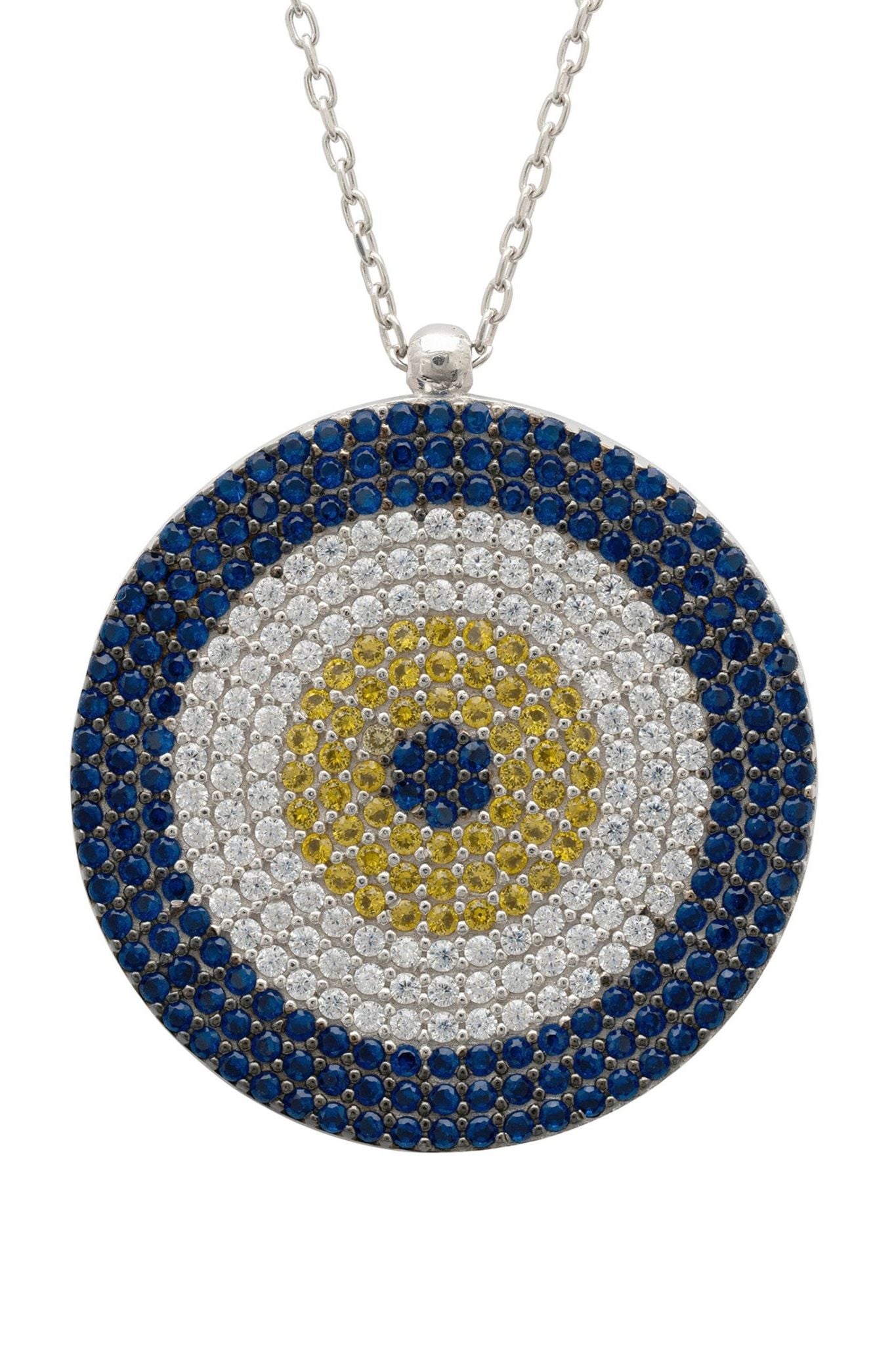 Evil Eye Pendant Necklace Large Blue Silver - LATELITA Necklaces
