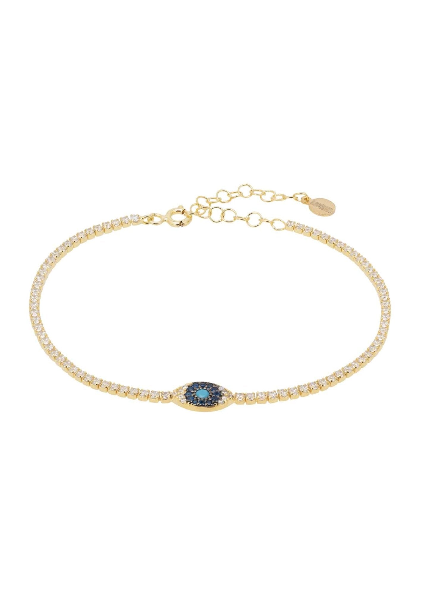 Evil Eye Tennis Bracelet Turquoise Gold - LATELITA Bracelets