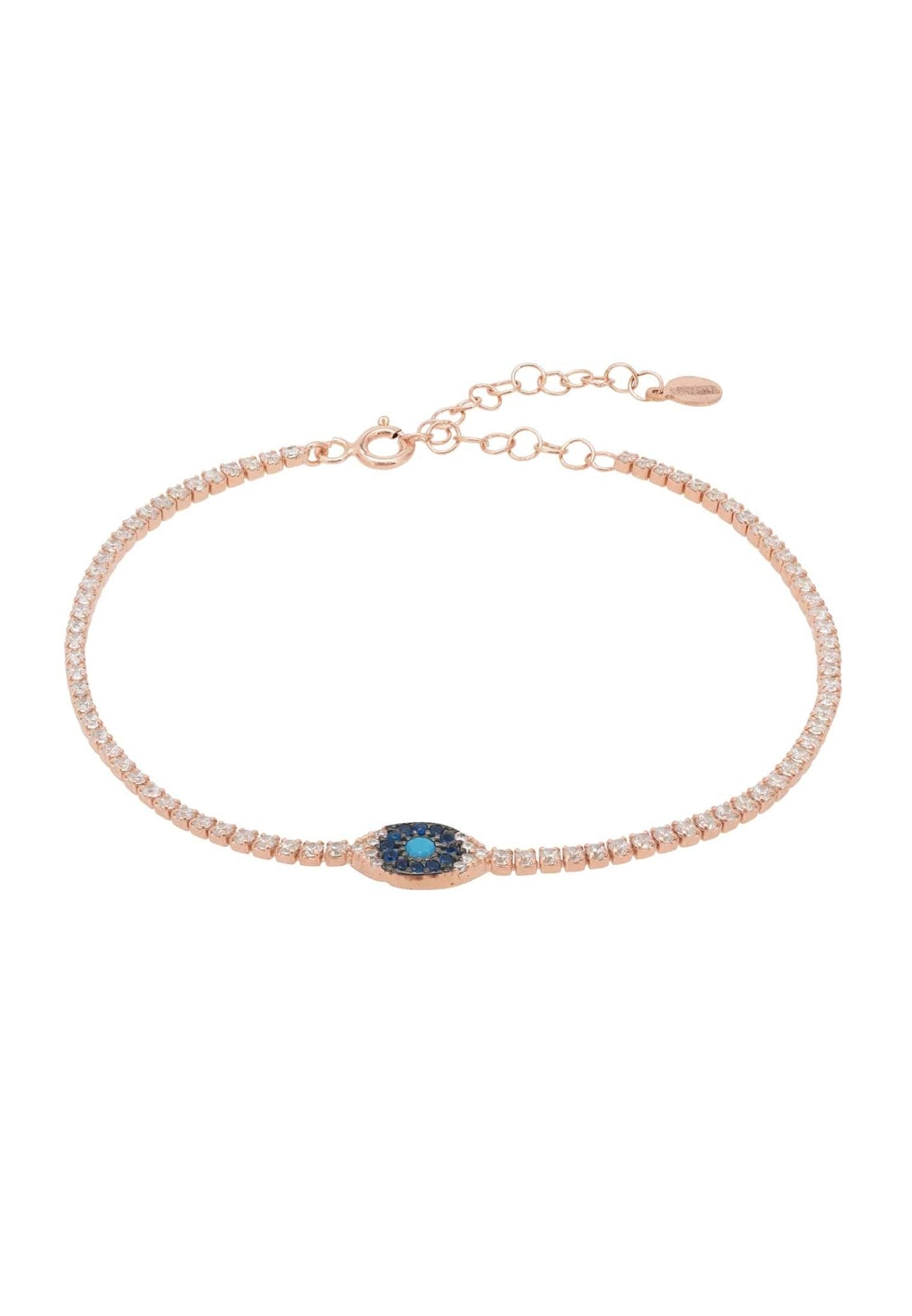 Evil Eye Tennis Bracelet Turquoise Rosegold - LATELITA Bracelets