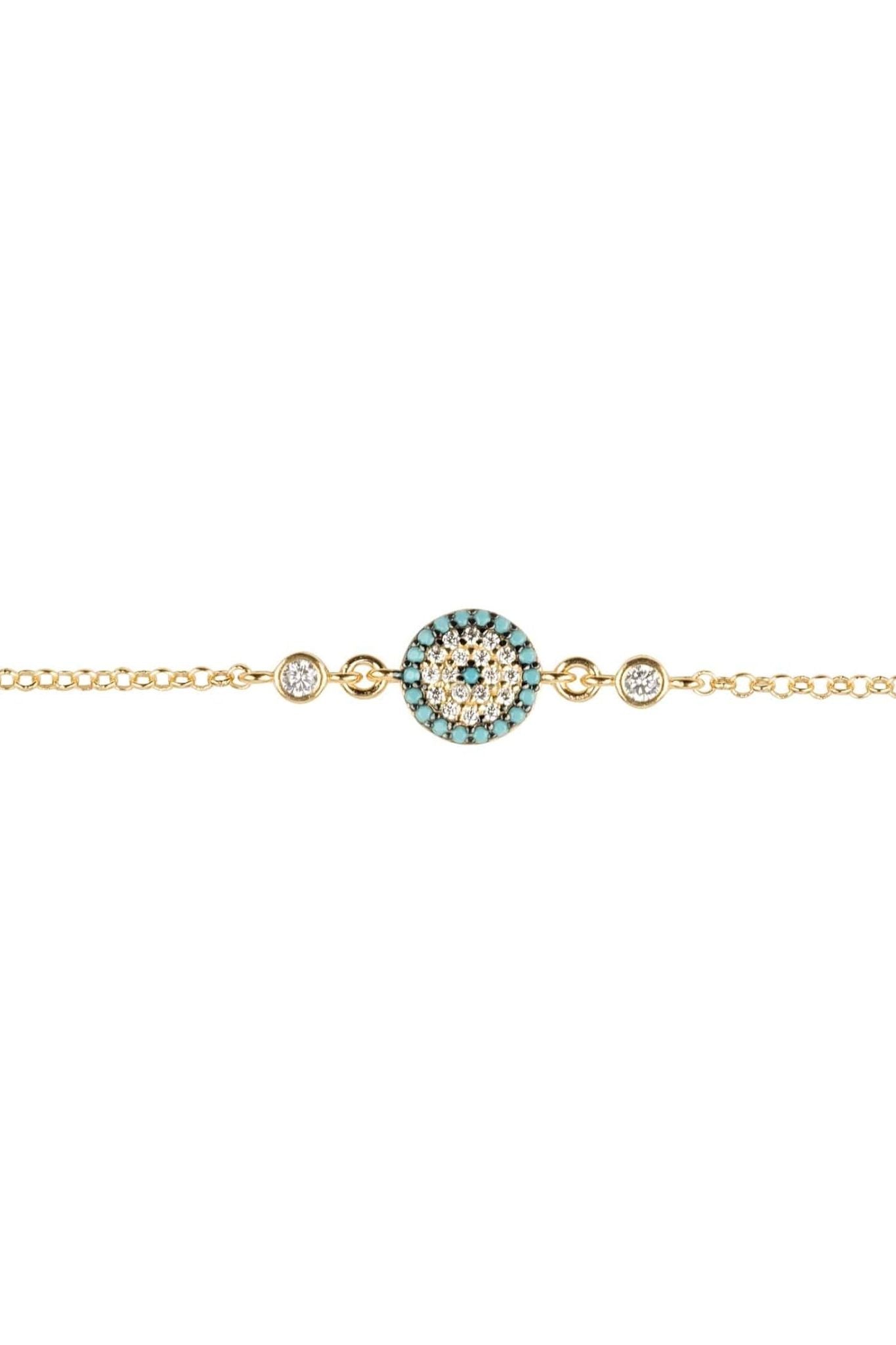 Evil Eye Turquoise Blue Gemstone Bracelet Gold - LATELITA Bracelets