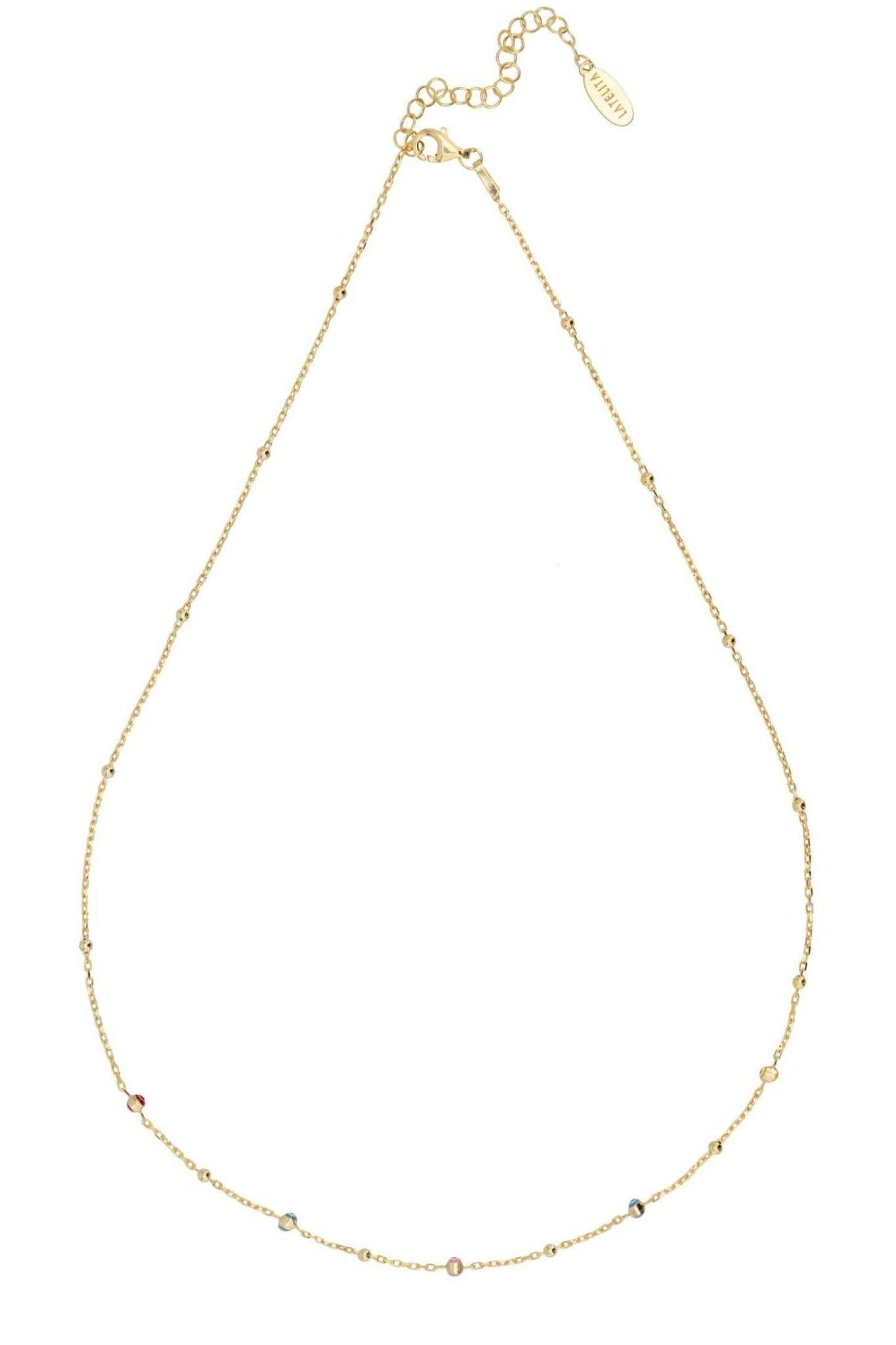 Evil Eyes Strand Enamel Necklace Gold - LATELITA Necklaces