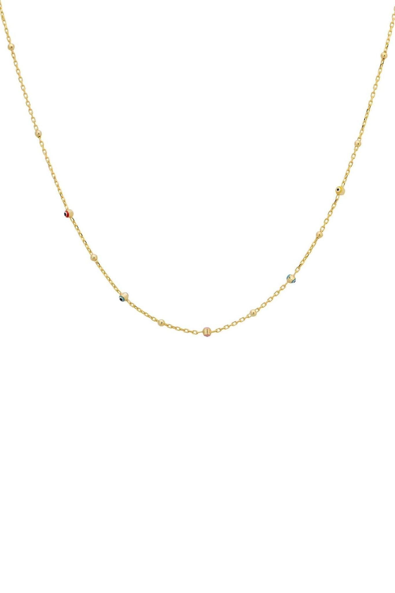 Evil Eyes Strand Enamel Necklace Gold - LATELITA Necklaces