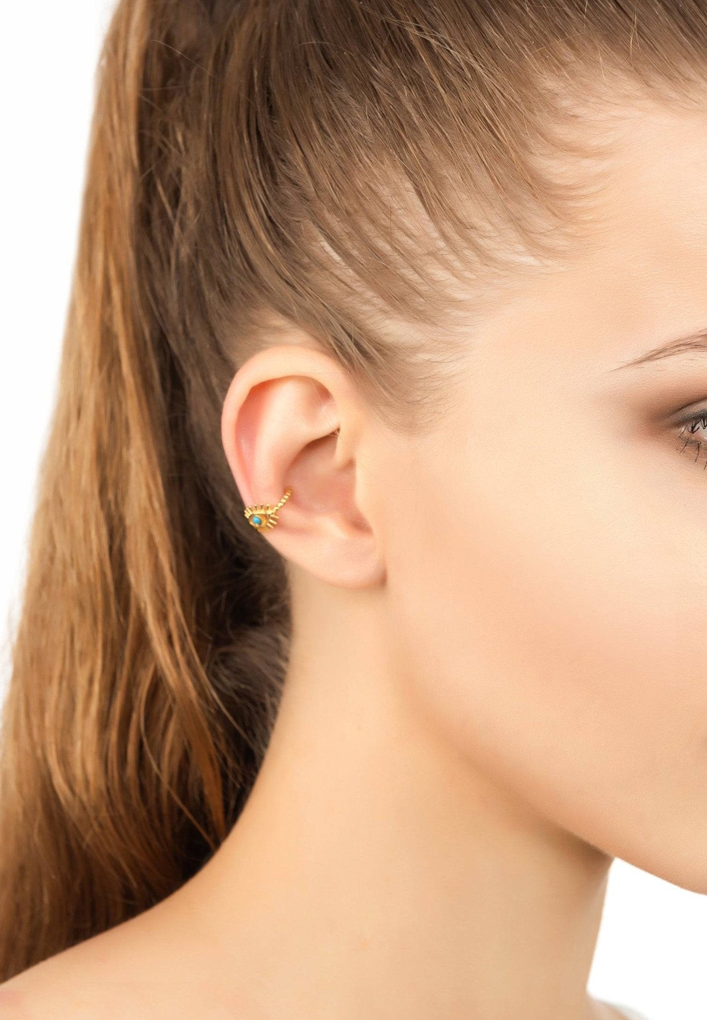 Eye Ear Cuff Turquoise Gold - LATELITA Earrings