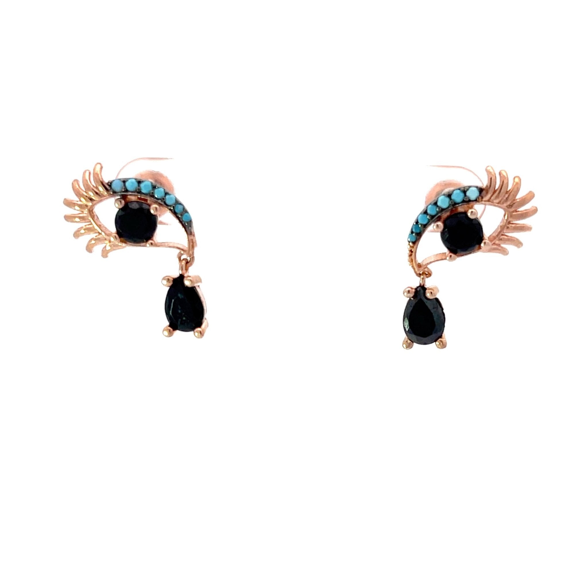 Eye Of Horus Blue Earrings Rosegold - LATELITA Earrings