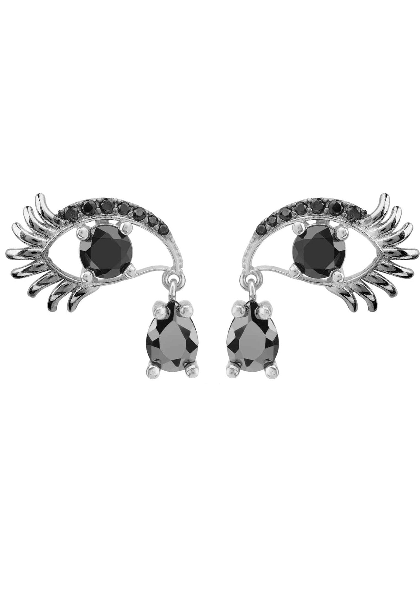 Eye Of Horus Earrings Black Silver Oxidised - LATELITA Earrings