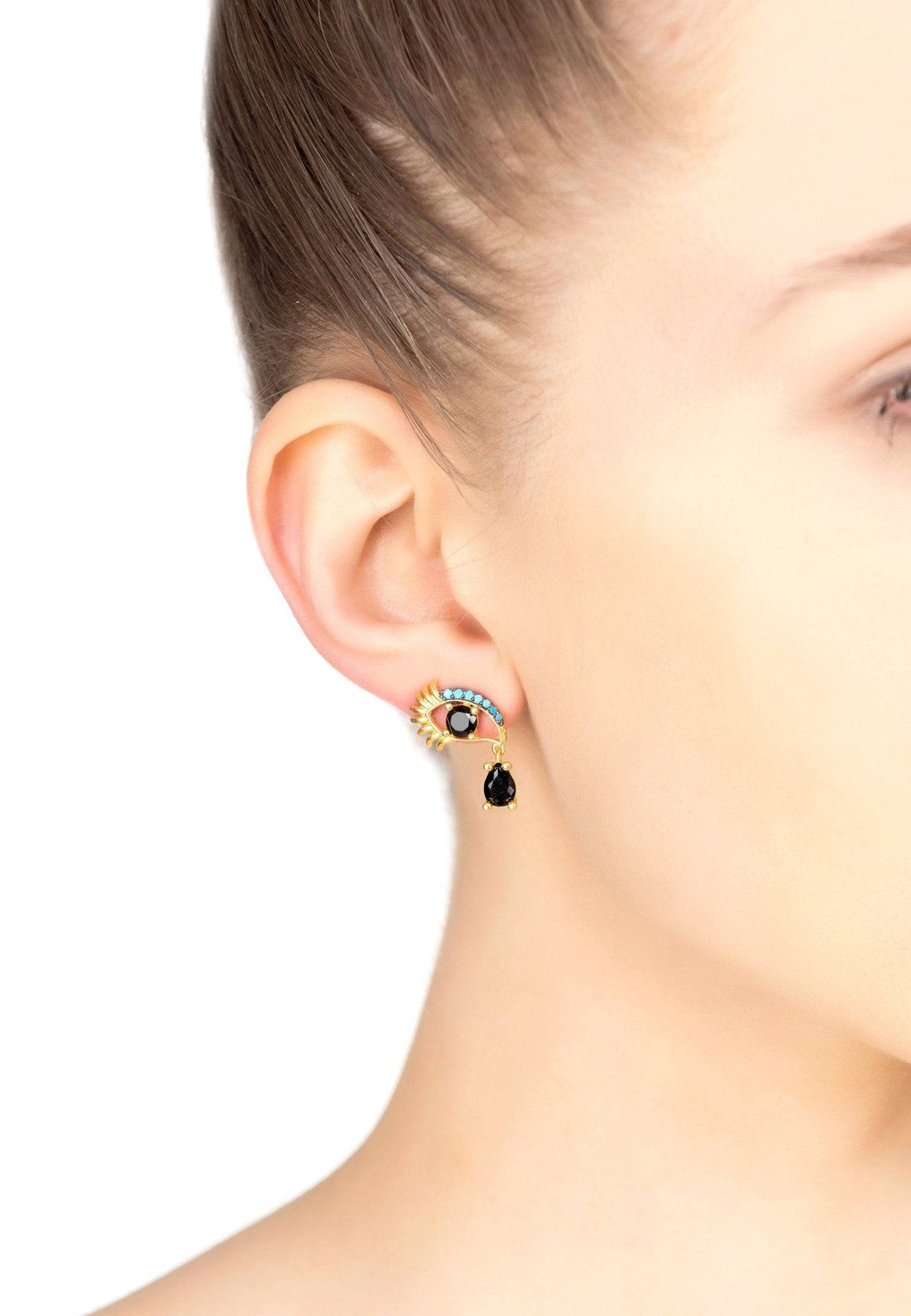 Eye Of Horus Earrings Blue Silver Oxidised - LATELITA Earrings