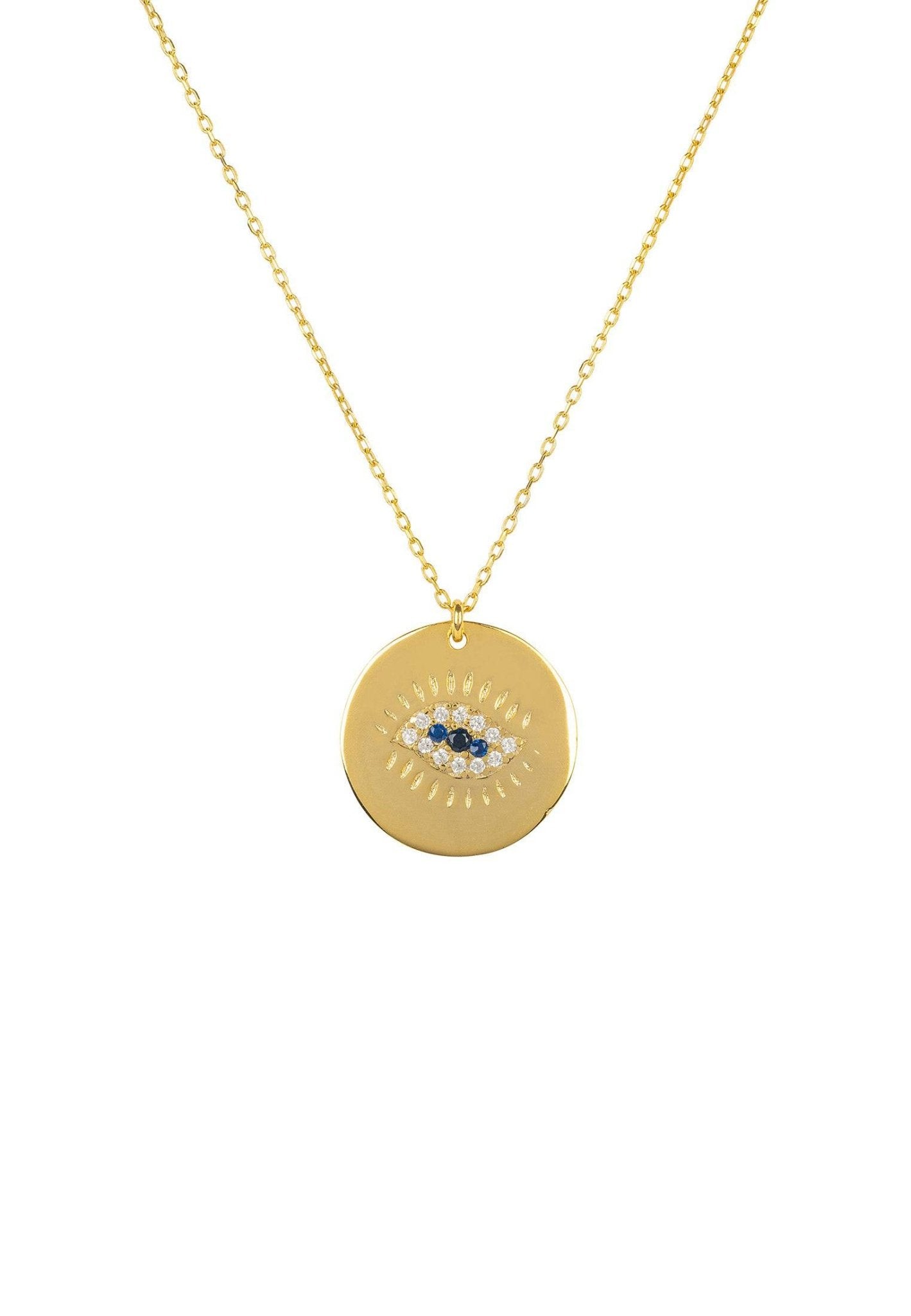 Eye Polished Disc Pendant Necklace Gold - LATELITA Necklaces
