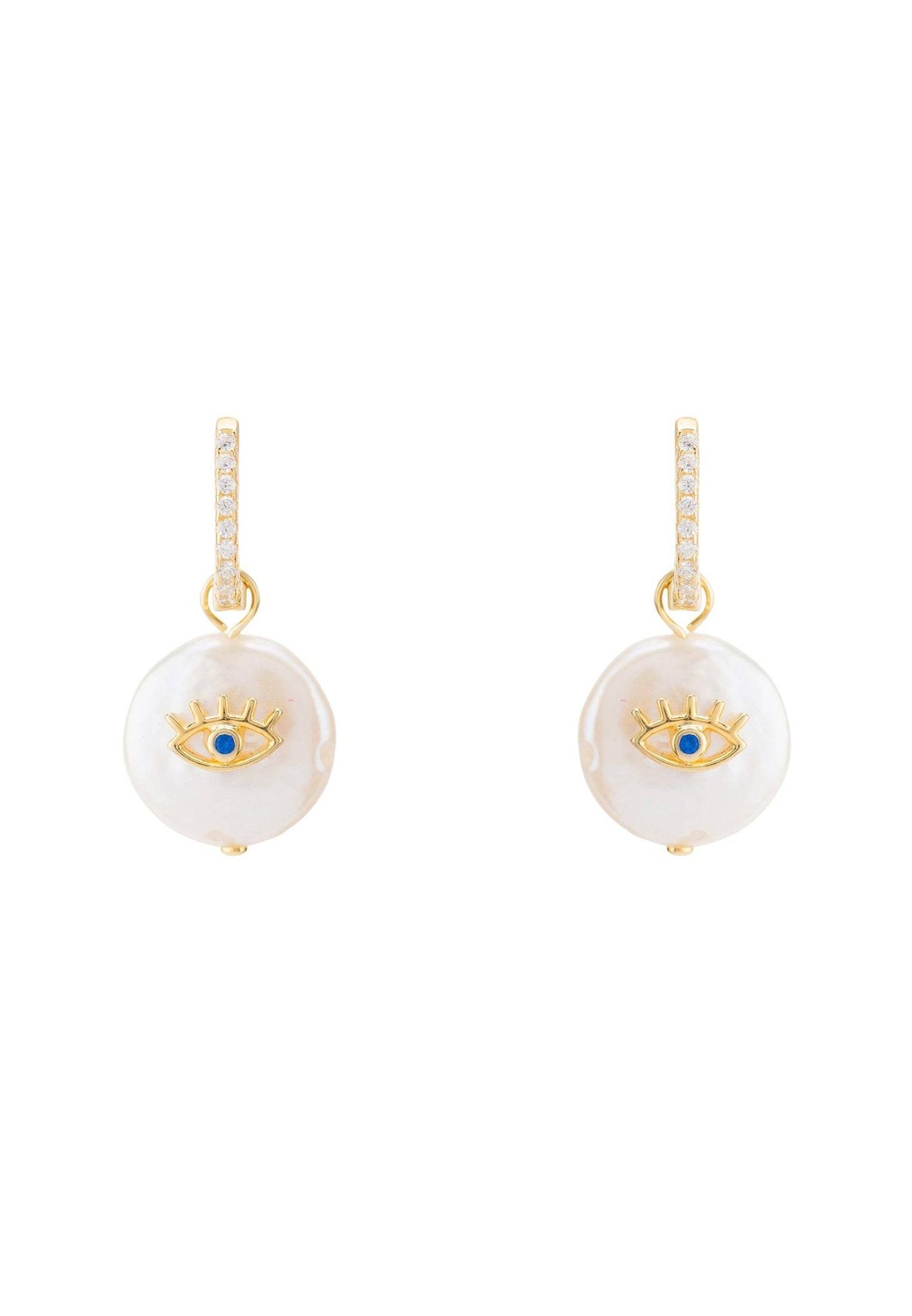 Eye With Pearl Earrings Gold - LATELITA Earrings