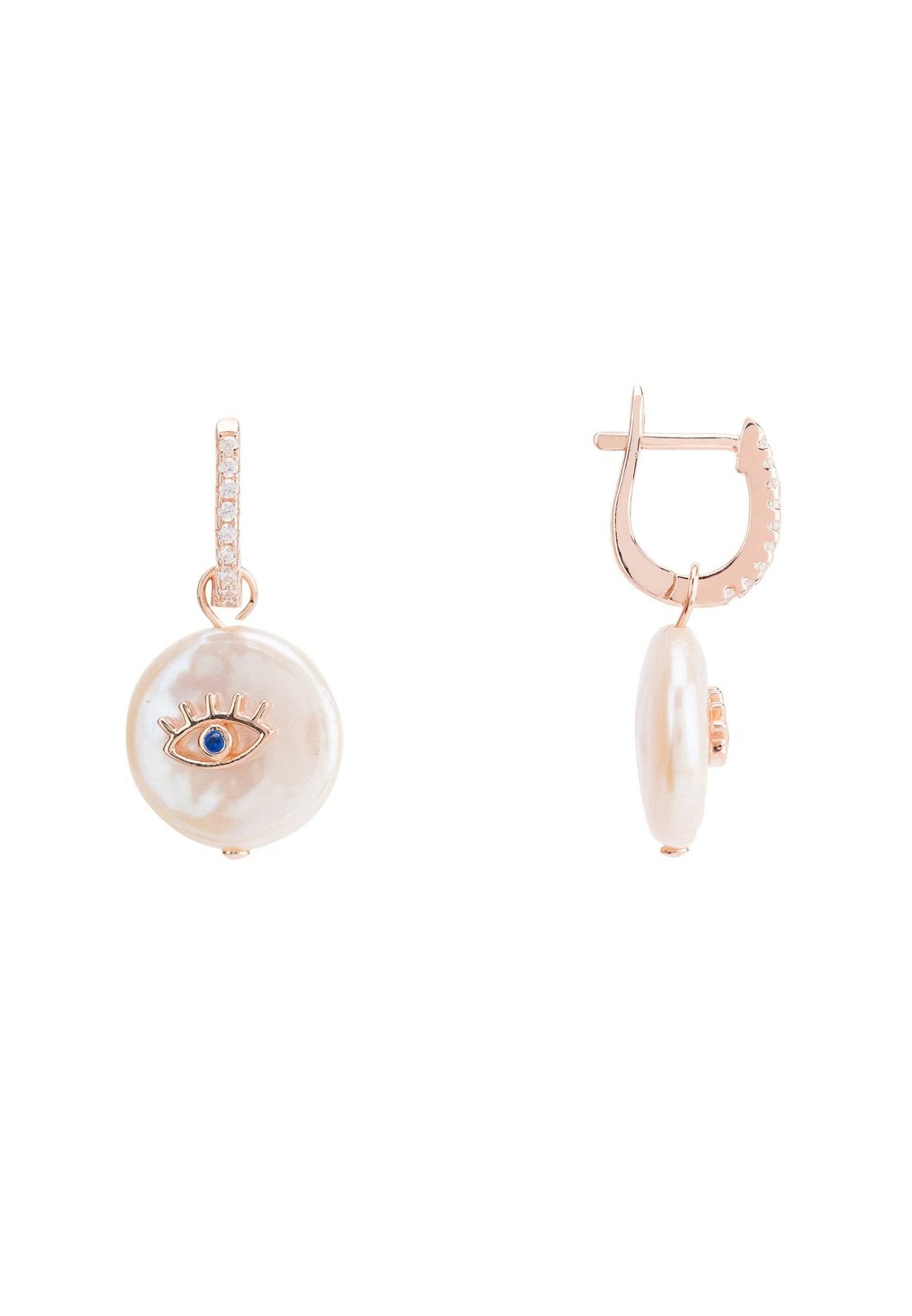 Eye With Pearl Earrings Rosegold - LATELITA Earrings