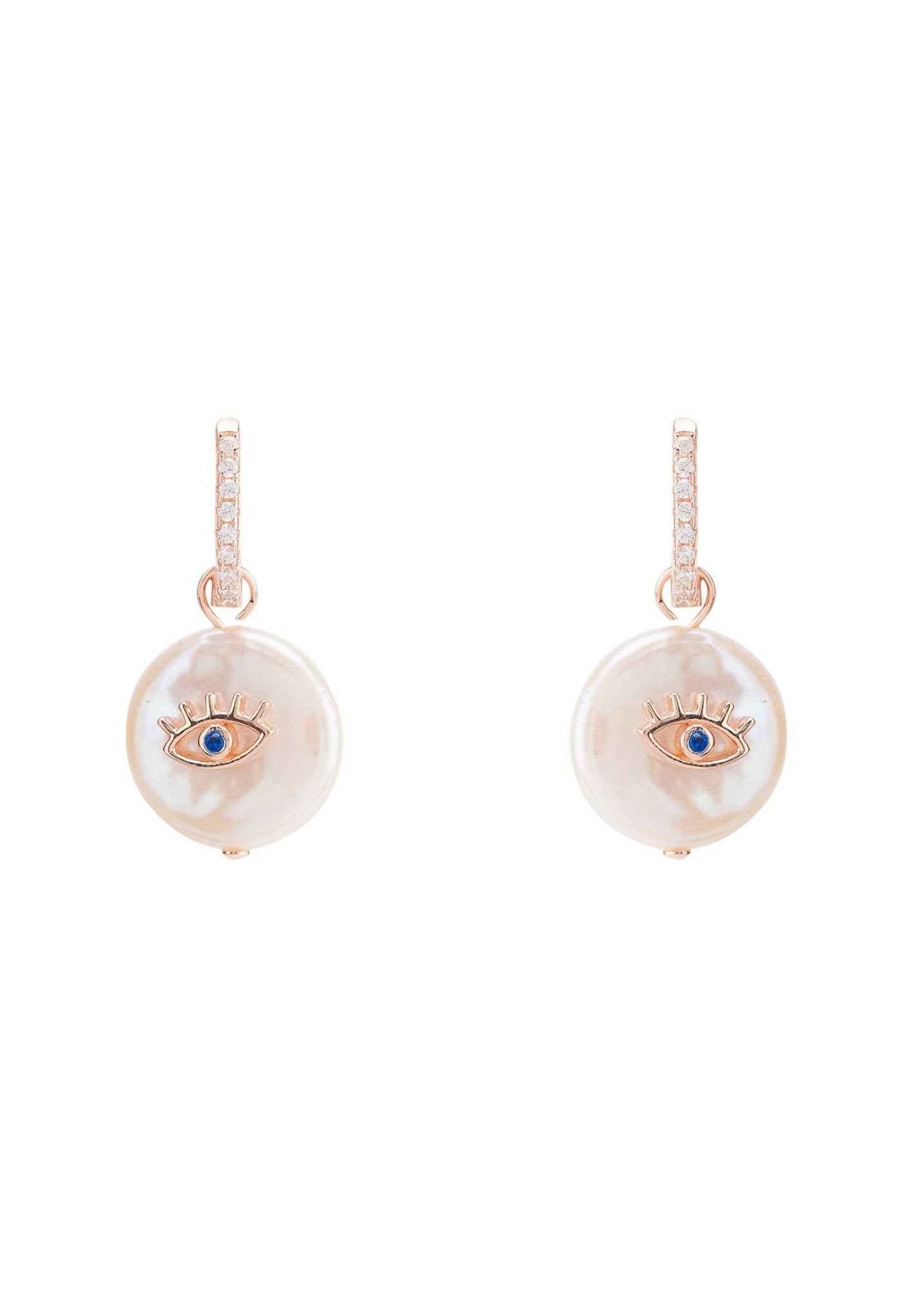 Eye With Pearl Earrings Rosegold - LATELITA Earrings