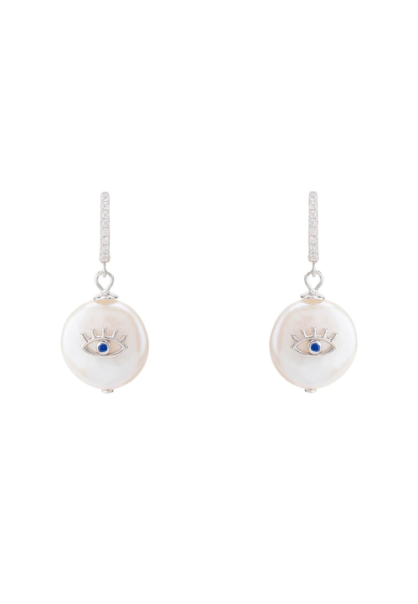 Eye With Pearl Earrings Silver - LATELITA Earrings