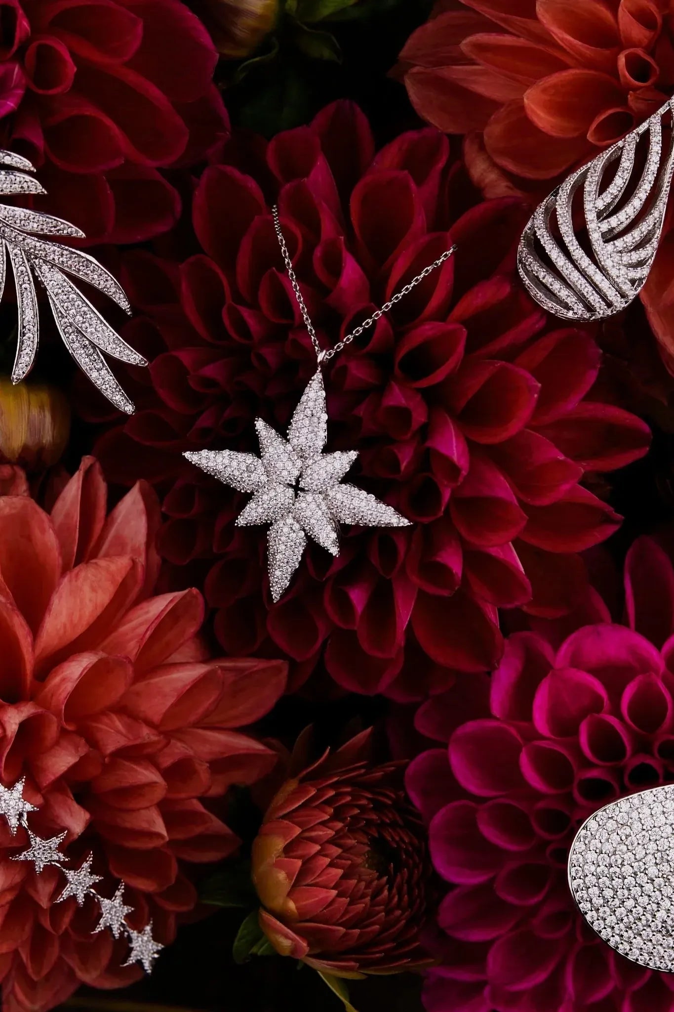 Feathered Leaf Statement Drop Earrings Silver - LATELITA Earrings