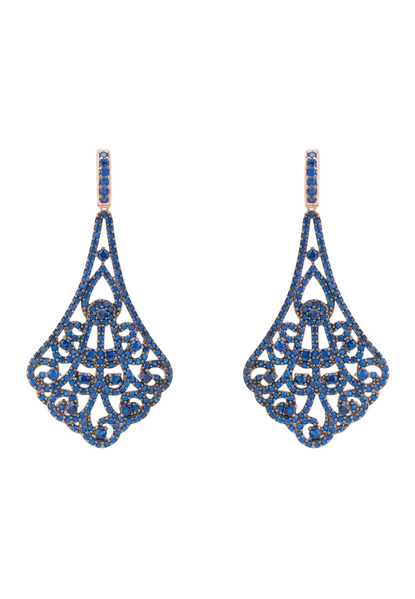 Featherington Drop Earrings Sapphire Blue Rosegold - LATELITA Earrings
