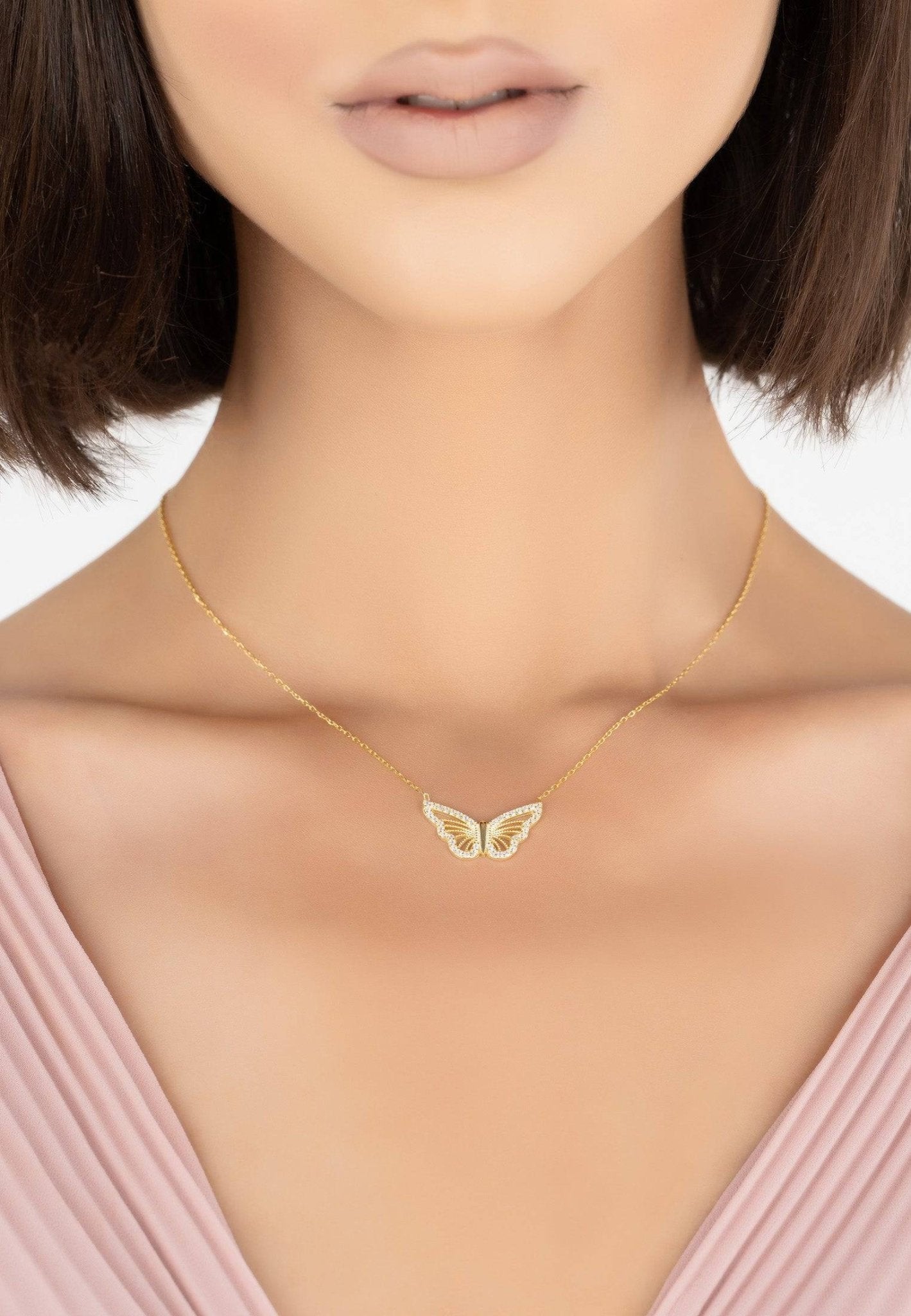 Filigree Butterfly Necklace Gold - LATELITA Necklaces