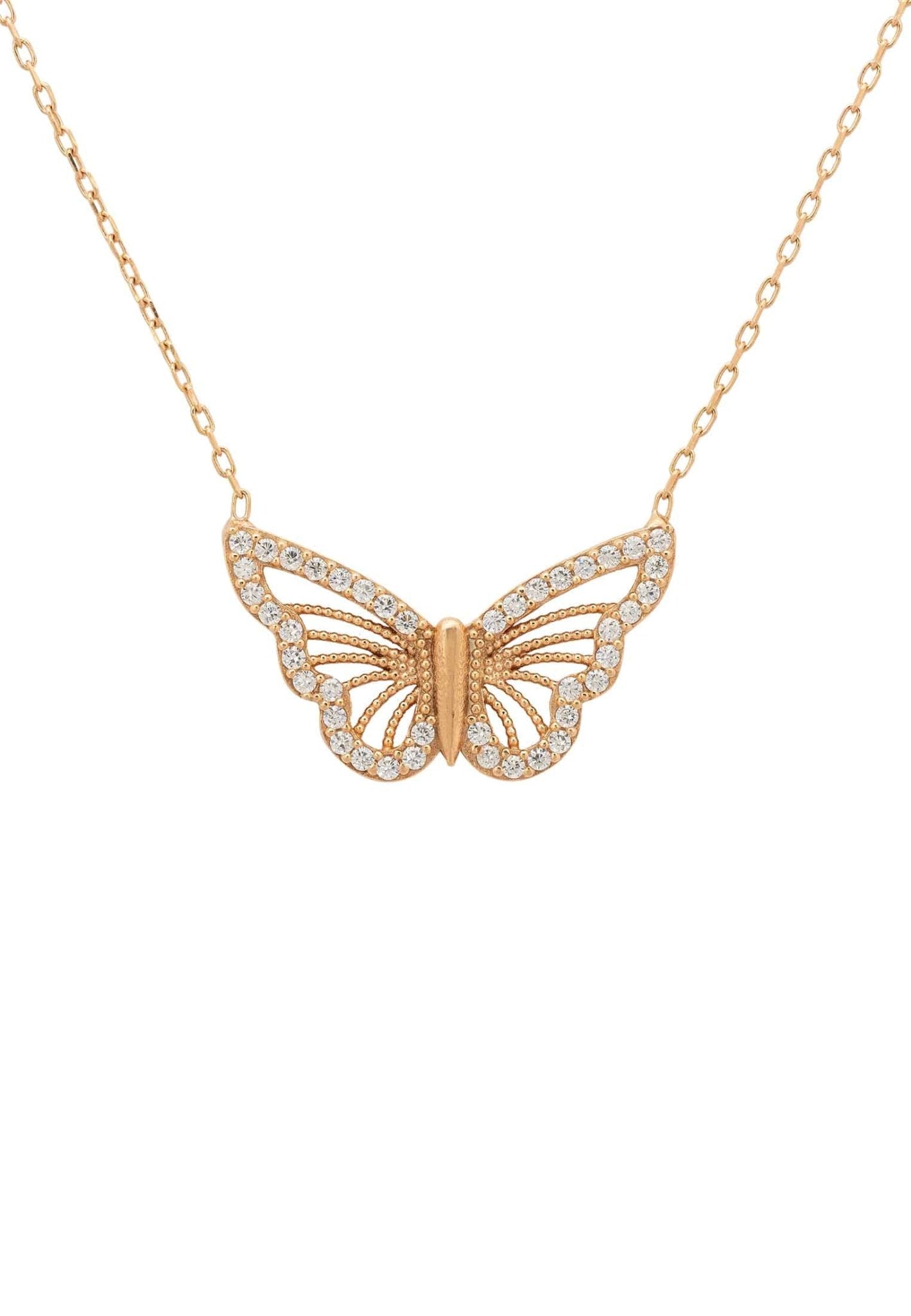 Filigree Butterfly Necklace Rosegold - LATELITA Necklaces