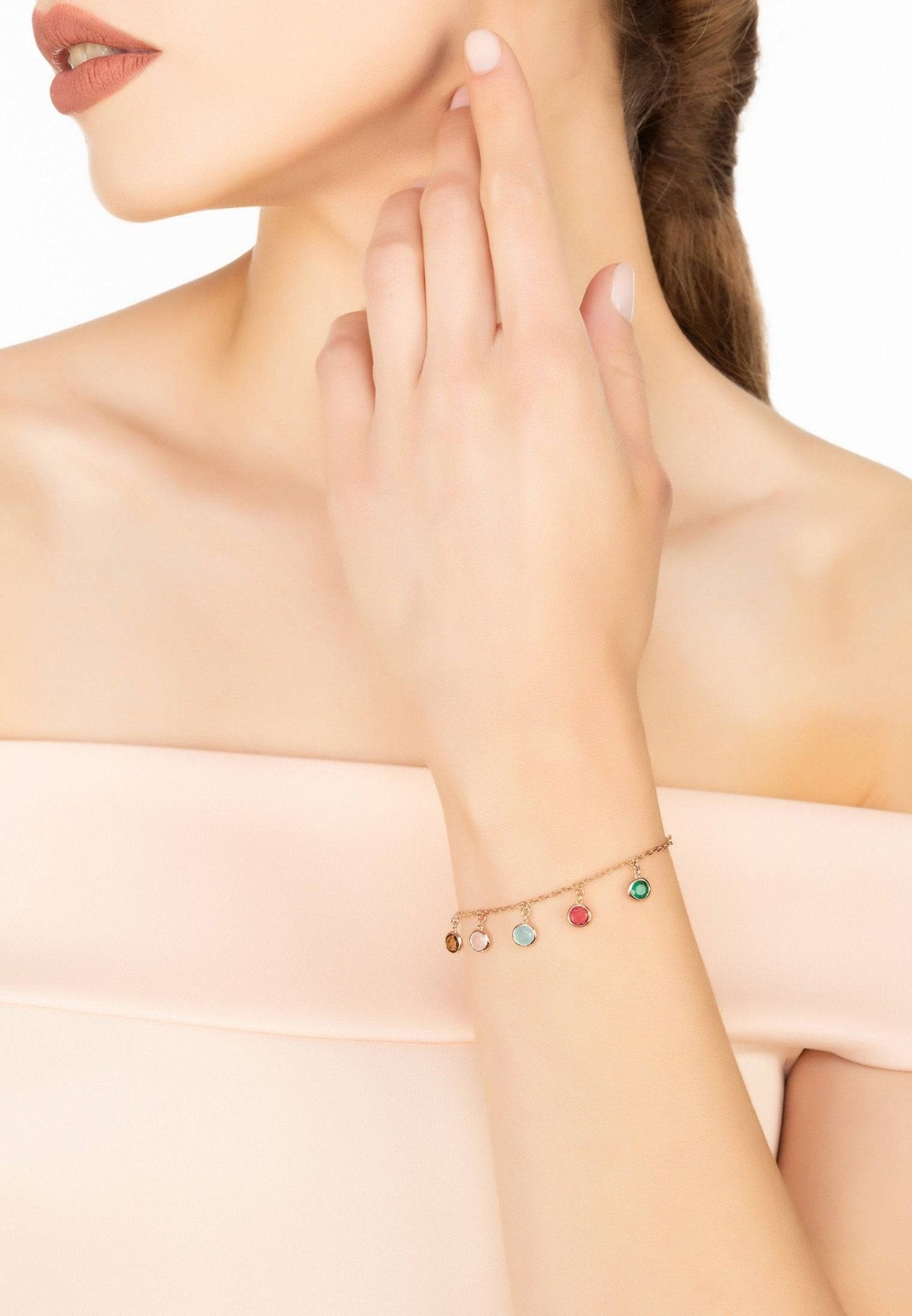 Florence Multi Coloured Gemstone Bracelet Gold - LATELITA Bracelets