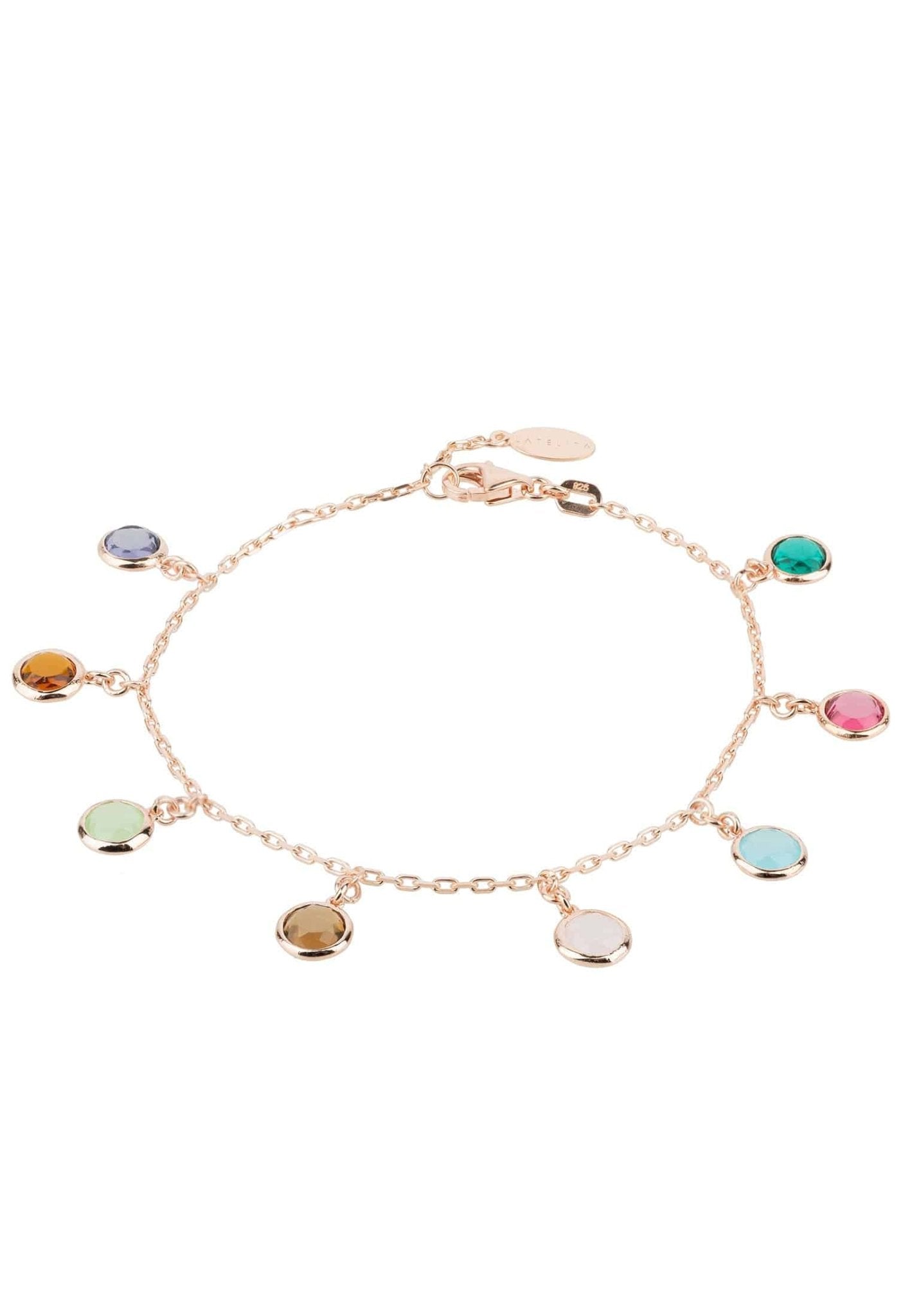 Florence Multi Coloured Gemstone Bracelet Rosegold - LATELITA Bracelets