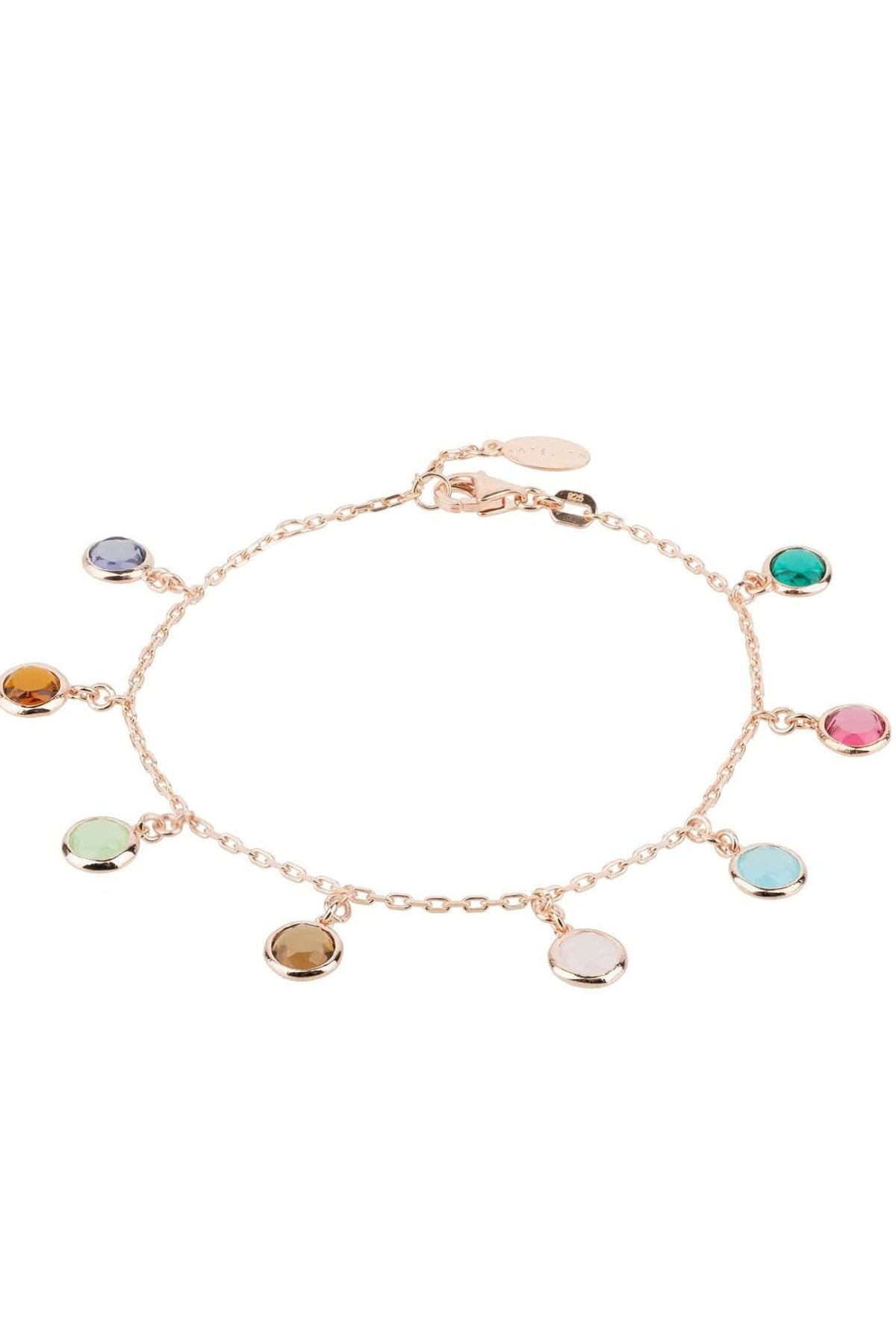 Florence Multi Coloured Gemstone Bracelet Rosegold - LATELITA Bracelets