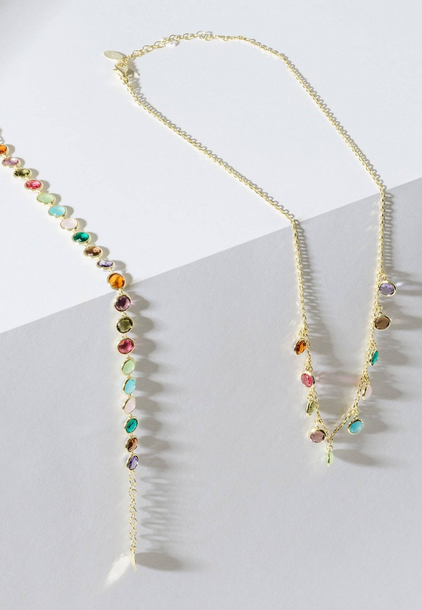 Florence Multi Coloured Gemstone Necklace Gold - LATELITA Necklaces