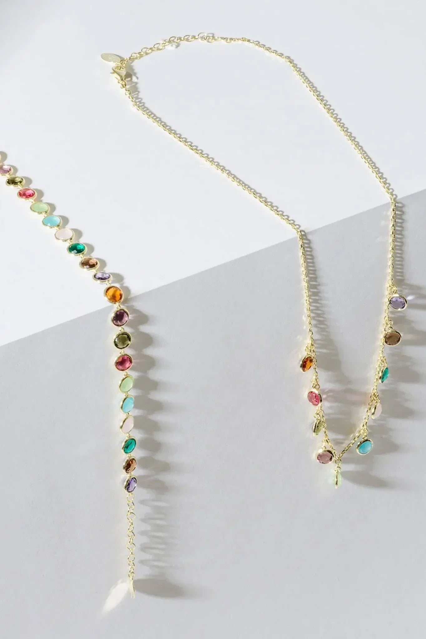 Florence Multi Coloured Gemstone Necklace Gold - LATELITA Necklaces