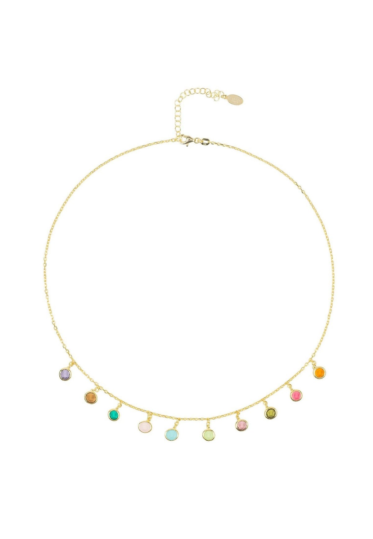Florence Multi Coloured Gemstone Necklace Gold