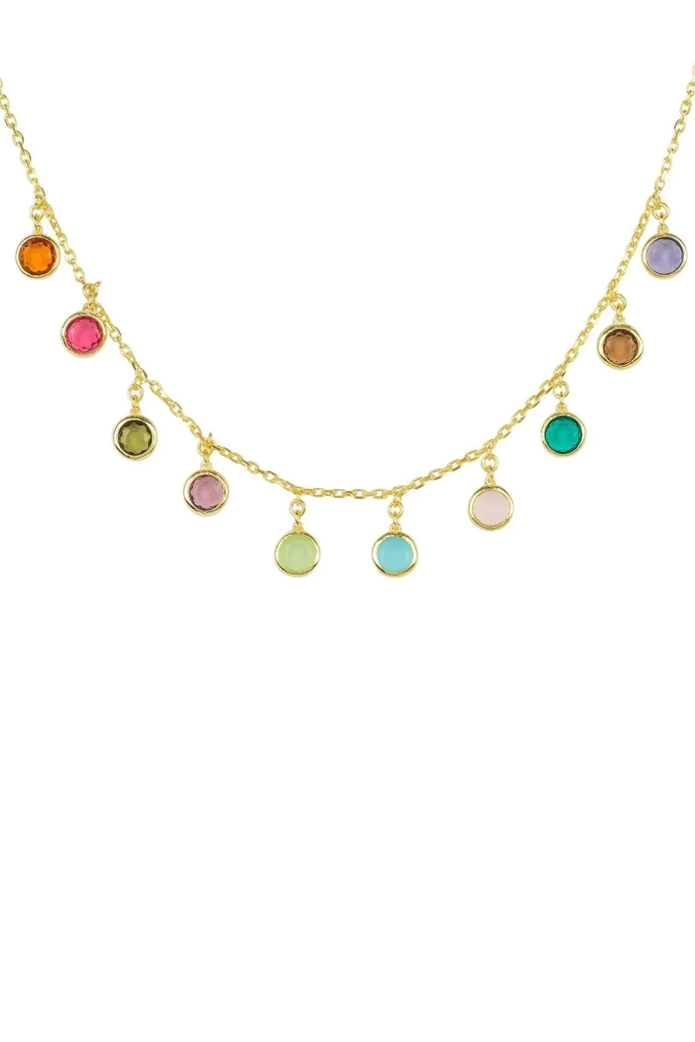 Florence Multi Coloured Gemstone Necklace Gold - LATELITA Necklaces