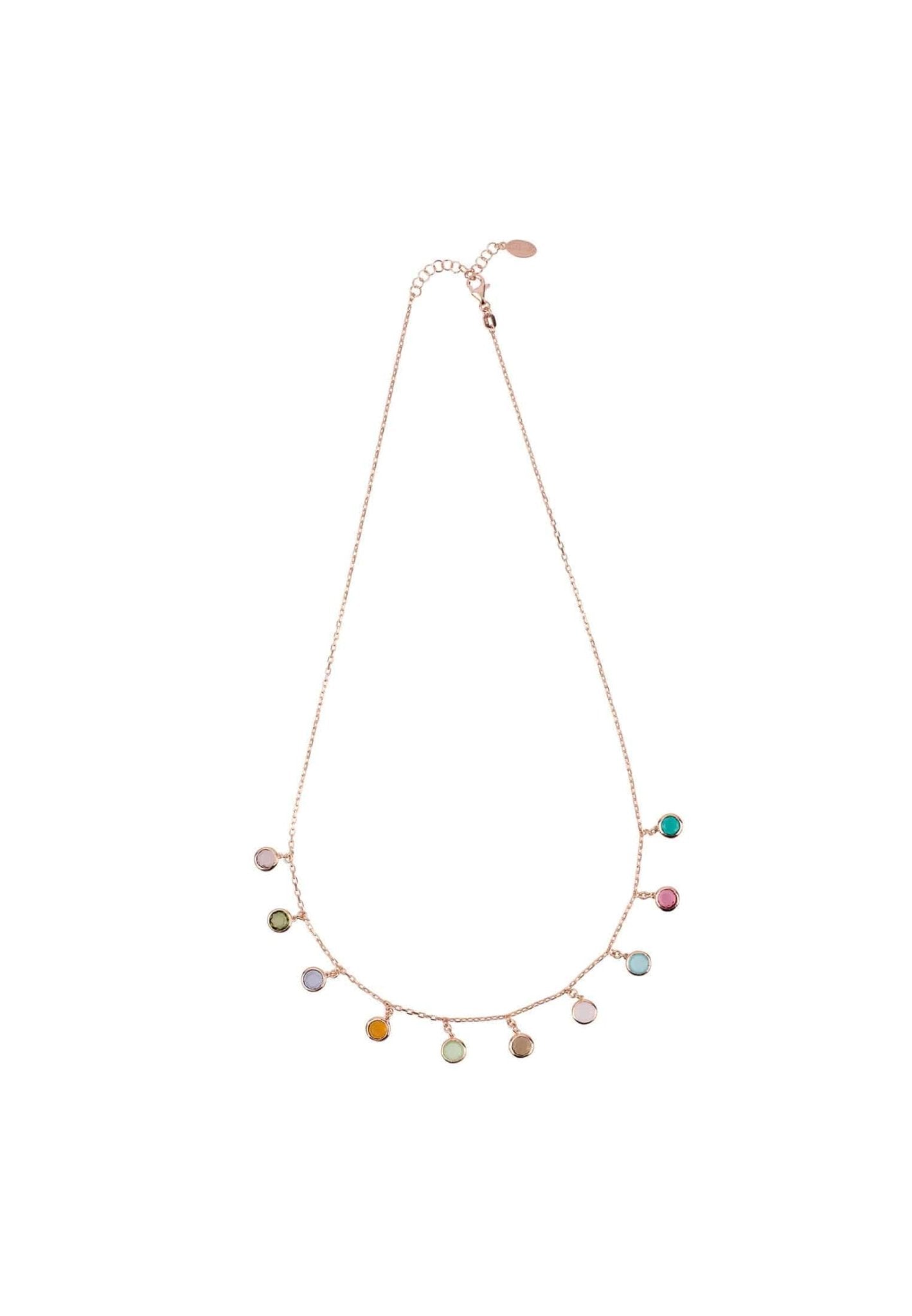 Florence Multi Coloured Gemstone Necklace Rosegold - LATELITA Necklaces