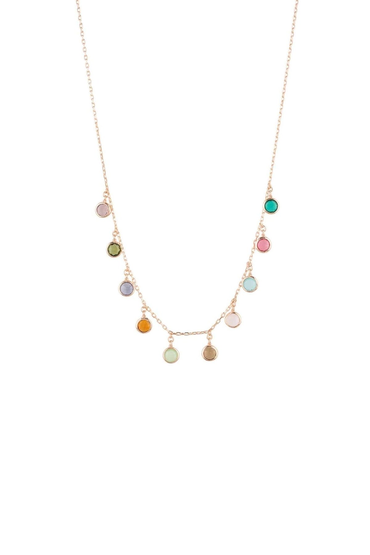 Florence Multi Coloured Gemstone Necklace Rosegold - LATELITA Necklaces