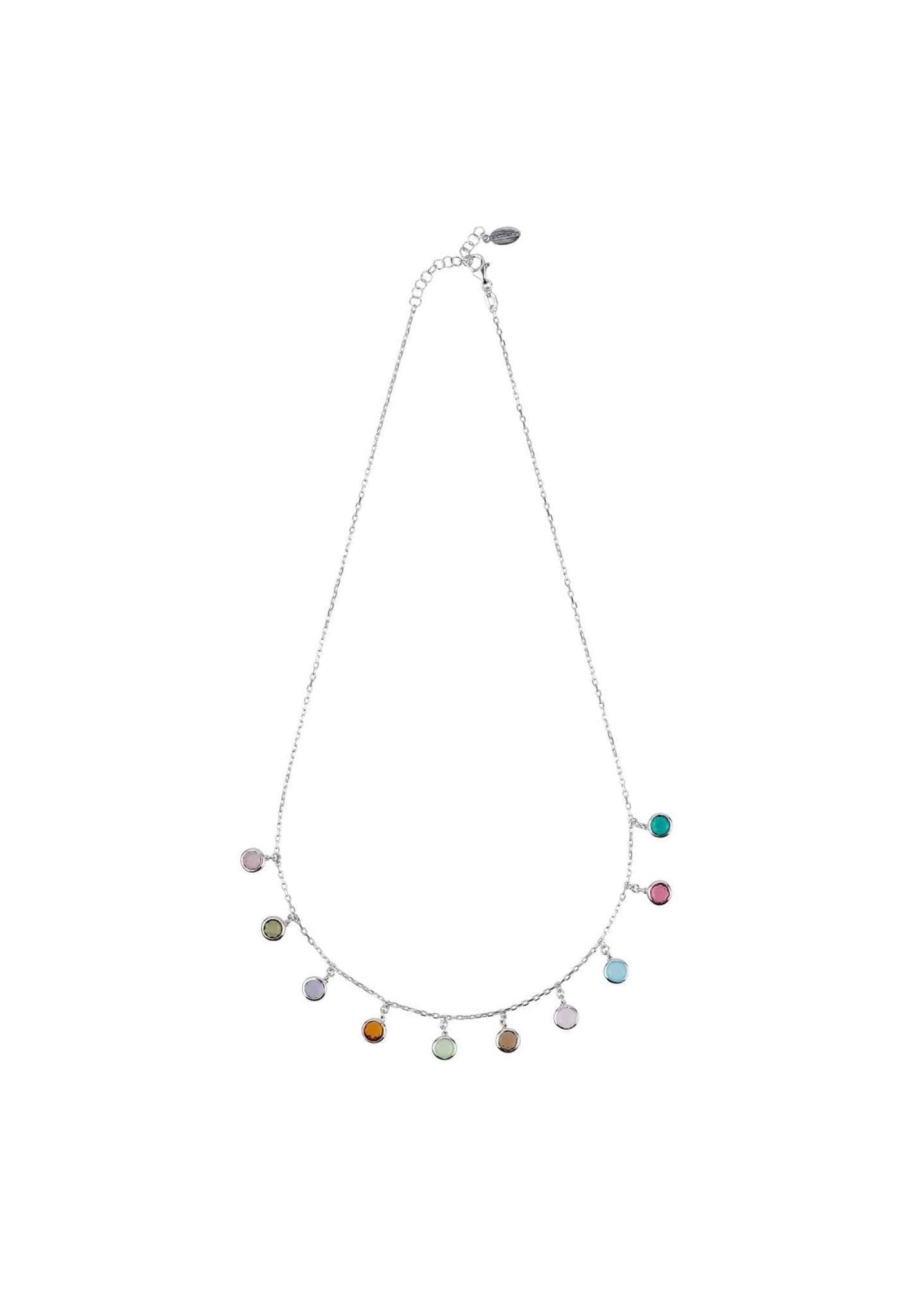 Florence Multi Coloured Gemstone Necklace Silver - LATELITA Necklaces