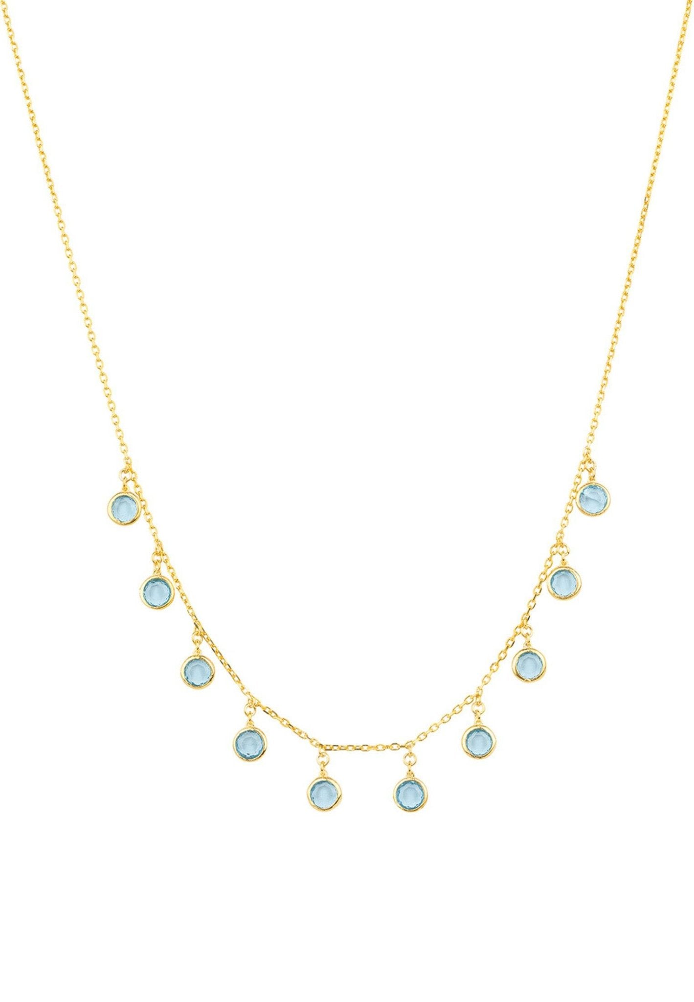 Florence Round Gemstone Necklace Gold Blue Topaz - LATELITA Necklaces
