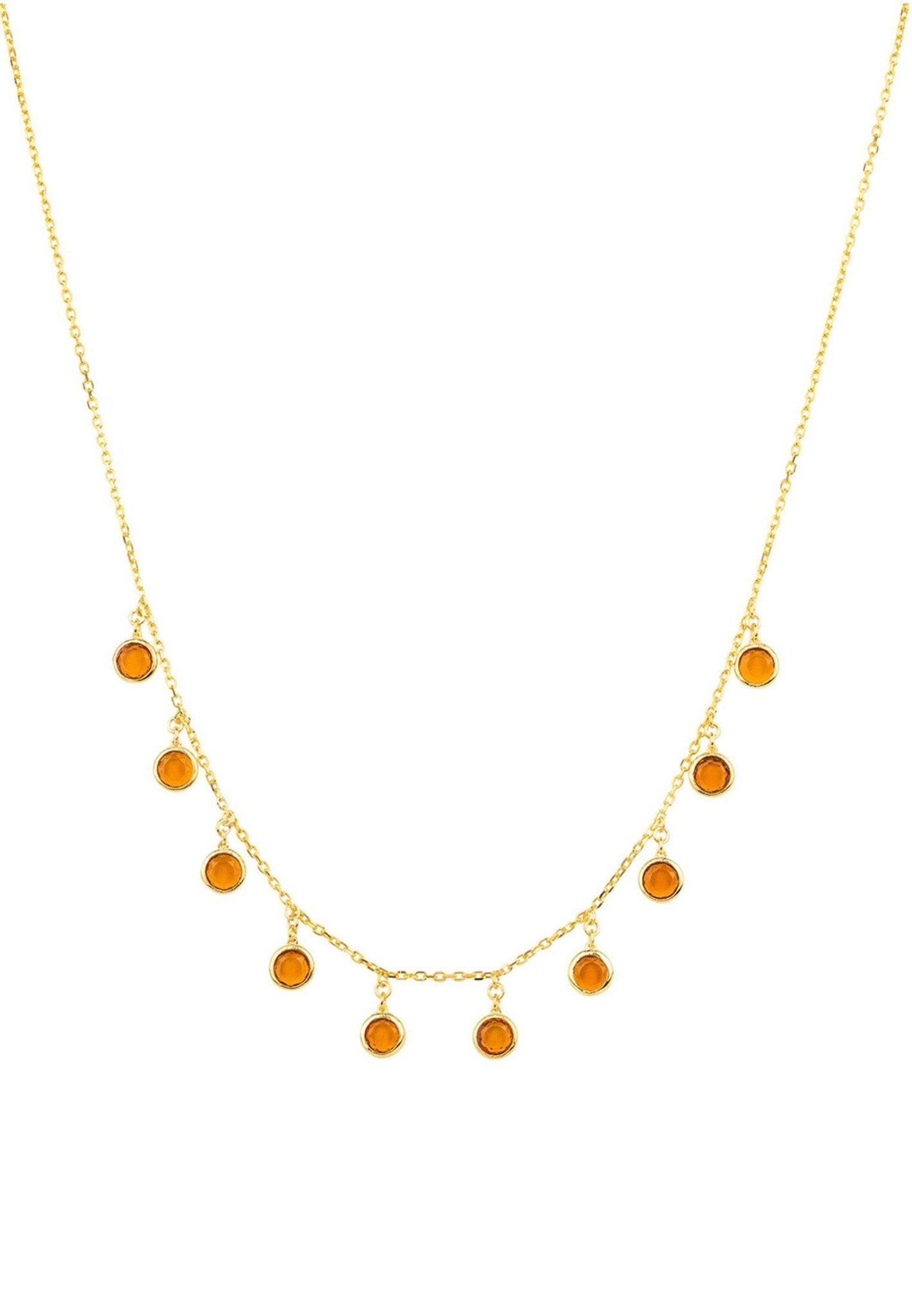 Florence Round Gemstone Necklace Gold Citrine - LATELITA Necklaces