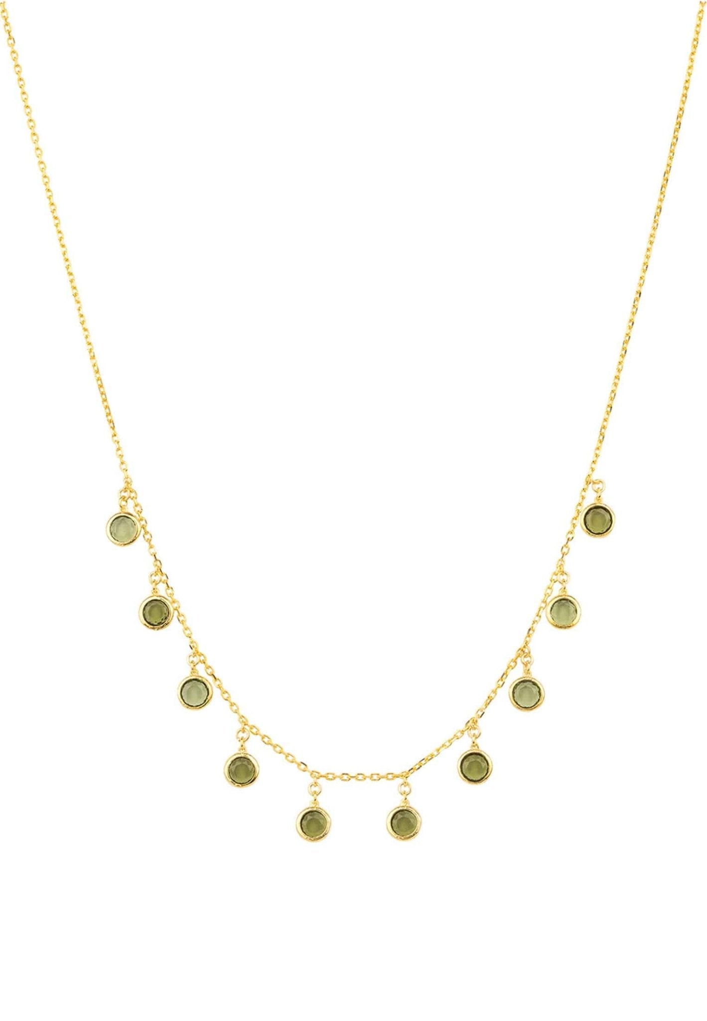 Florence Round Gemstone Necklace Gold Peridot - LATELITA Necklaces