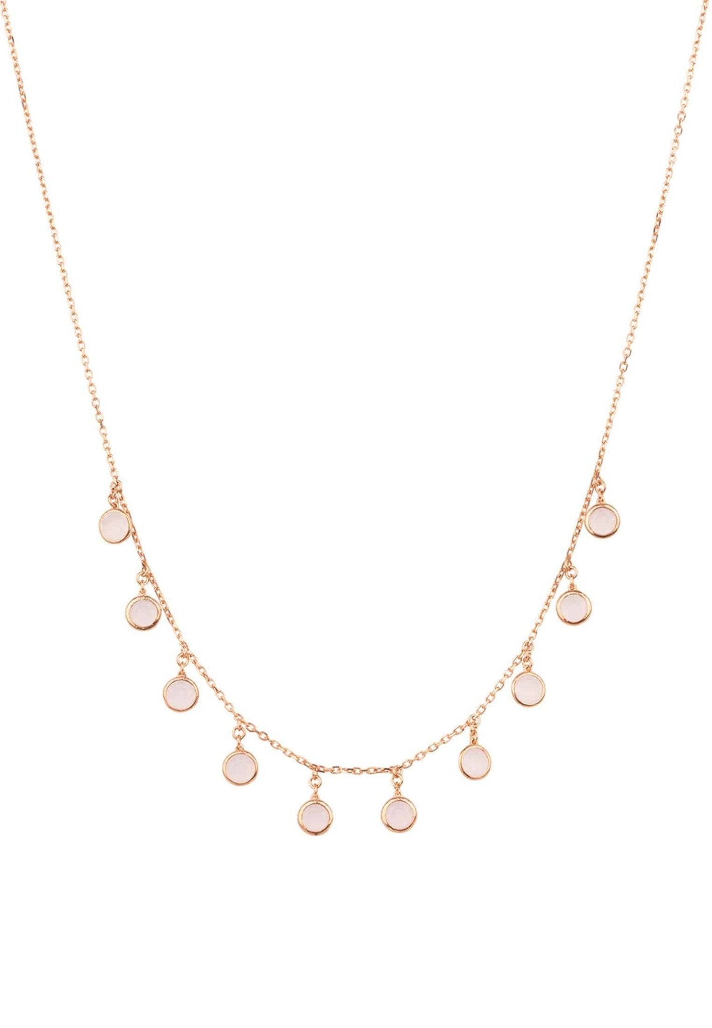 Florence Round Gemstone Necklace Rosegold Rose Quartz - LATELITA Necklaces