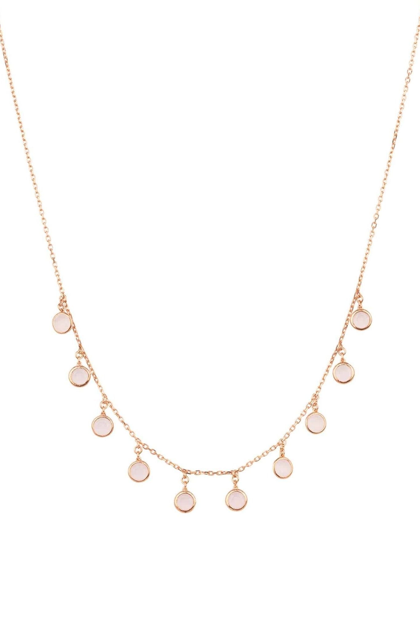 Florence Round Gemstone Necklace Rosegold Rose Quartz - LATELITA Necklaces