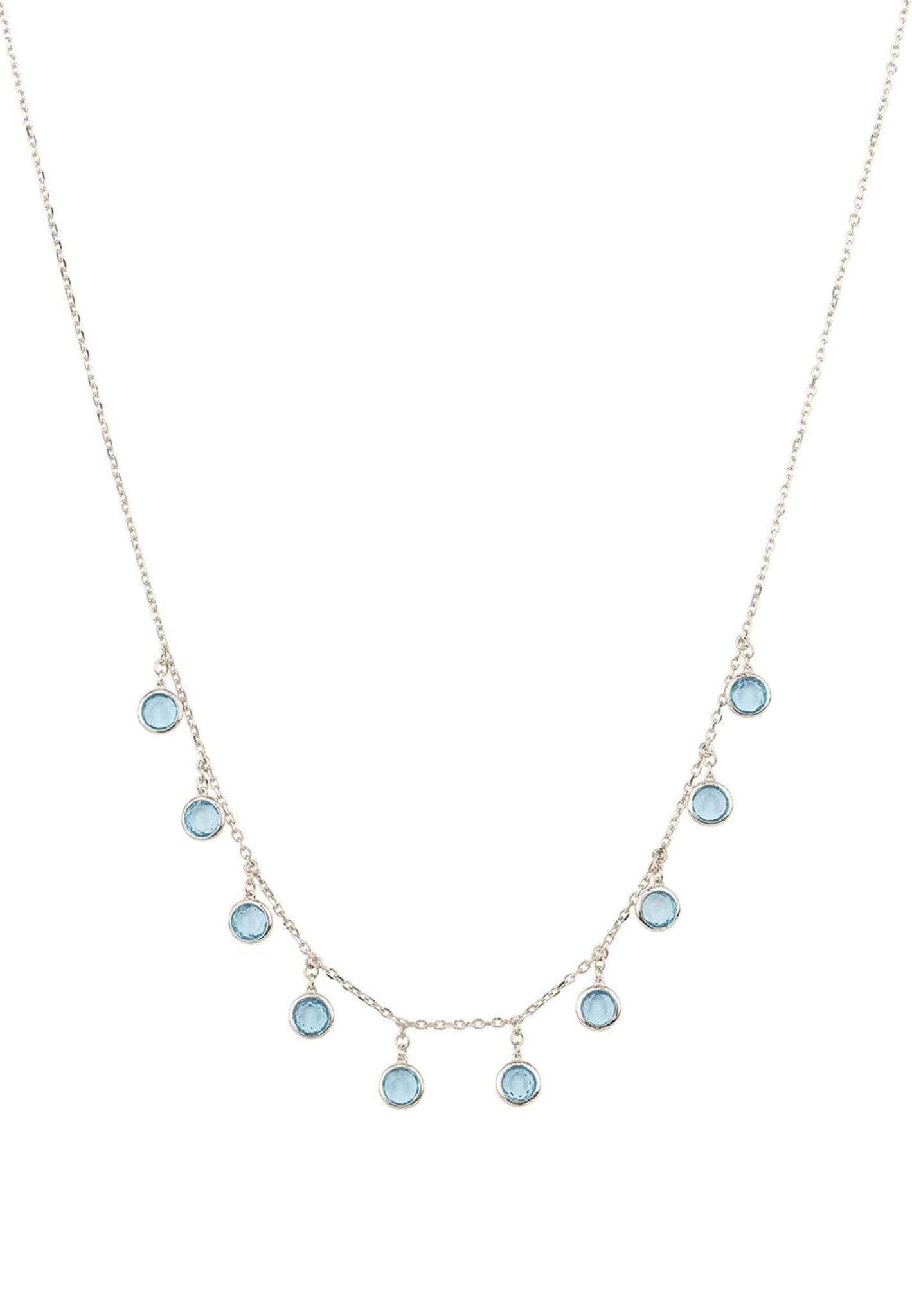 Florence Round Gemstone Necklace Silver Blue Topaz - LATELITA Necklaces