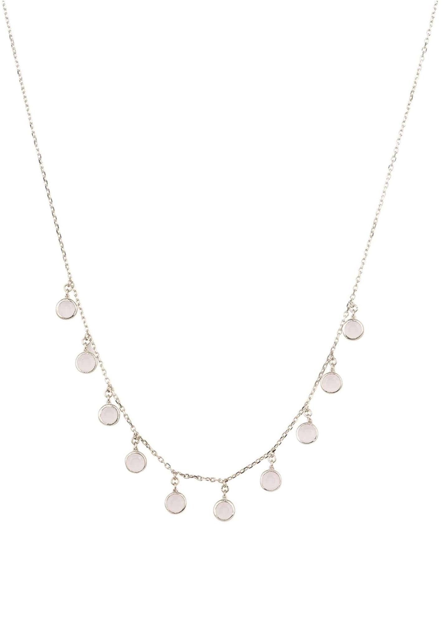 Florence Round Gemstone Necklace Silver Rose Quartz - LATELITA Necklaces