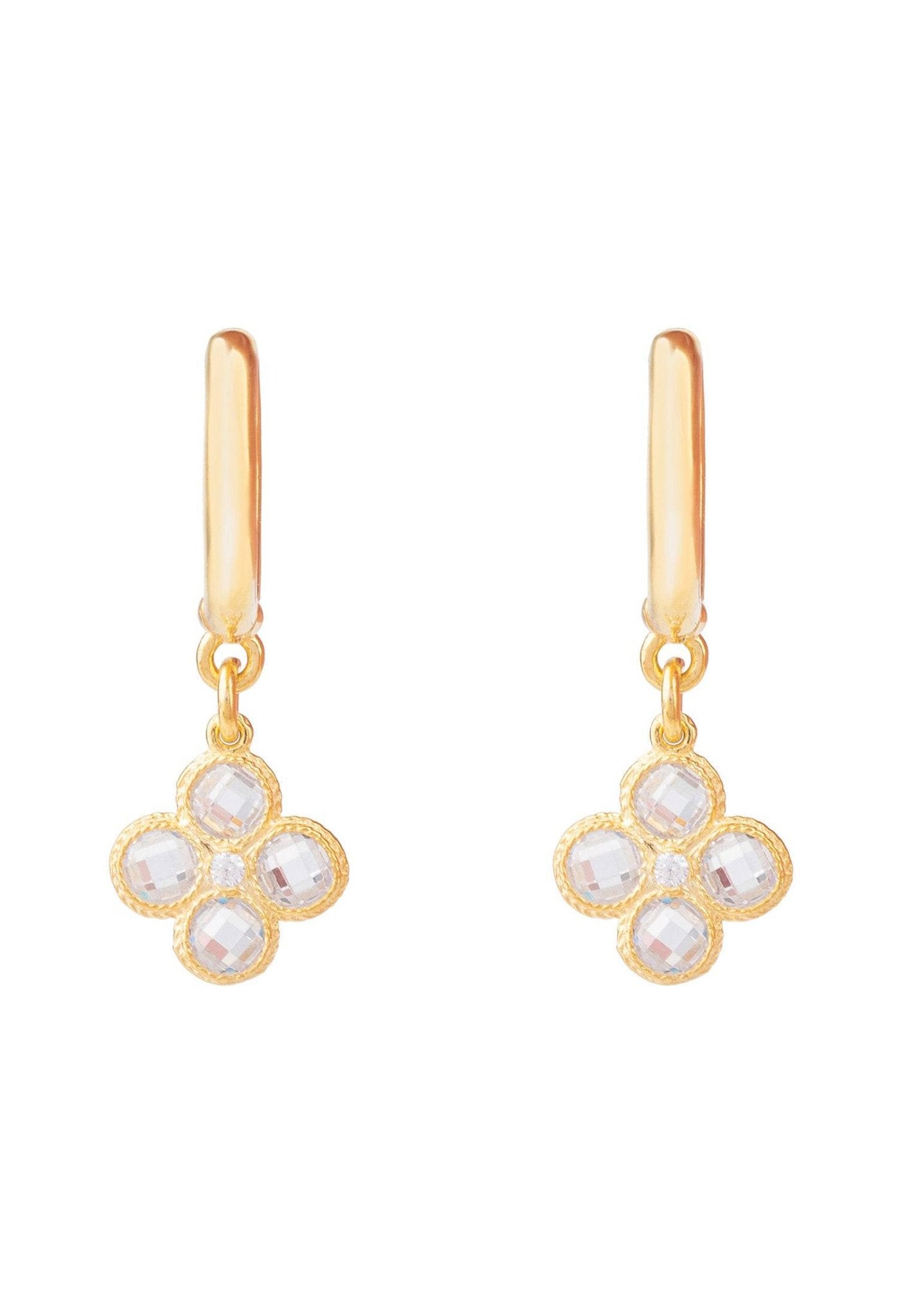 Flower Clover Small Drop Earrings Gold - LATELITA Earrings