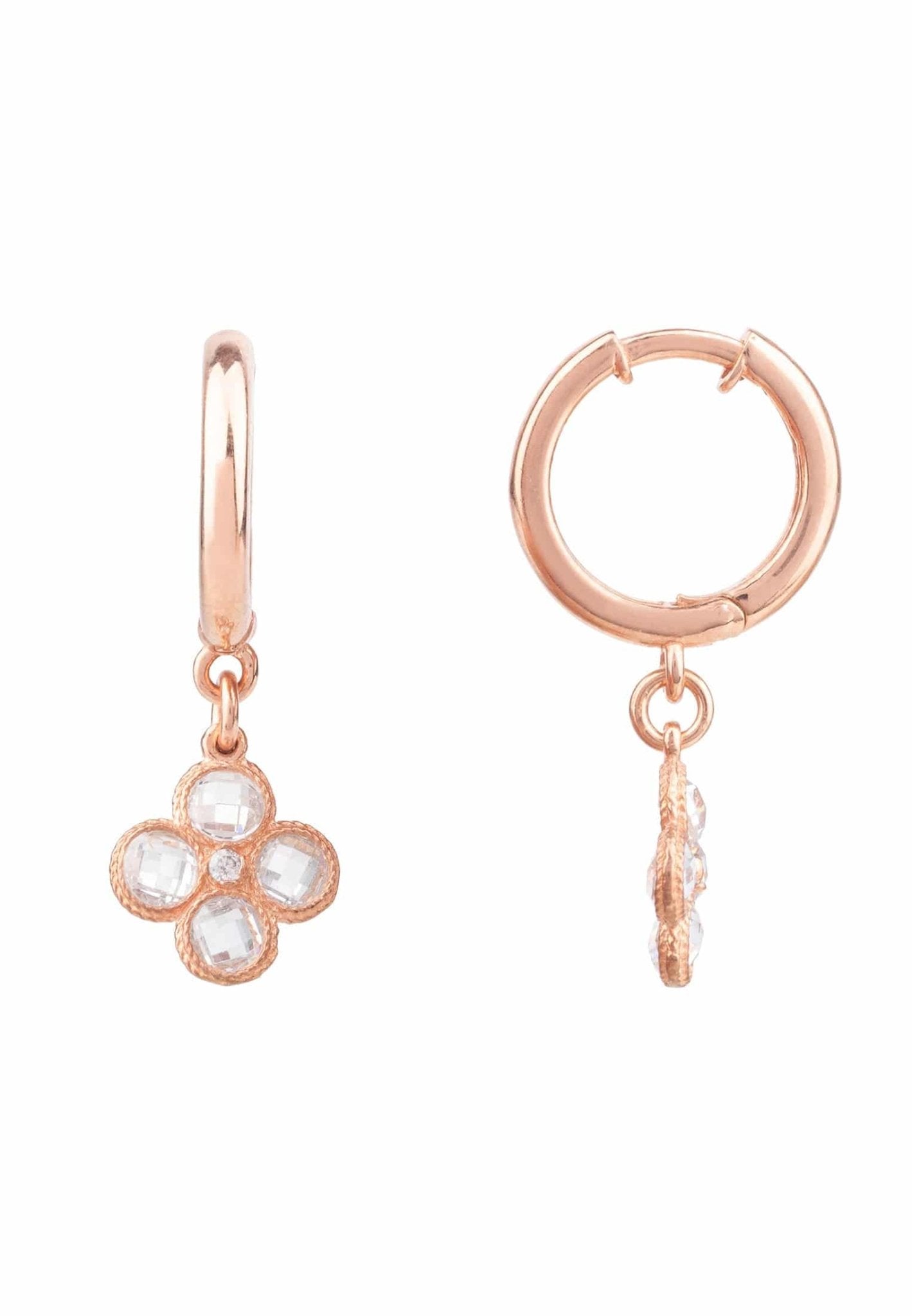 Flower Clover Small Drop Earrings Rosegold - LATELITA Earrings