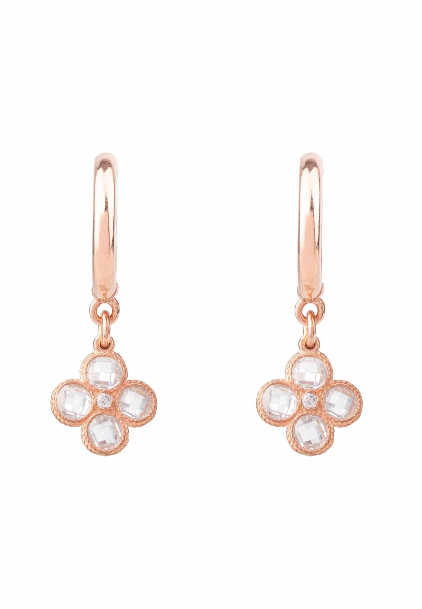 Flower Clover Small Drop Earrings Rosegold - LATELITA Earrings