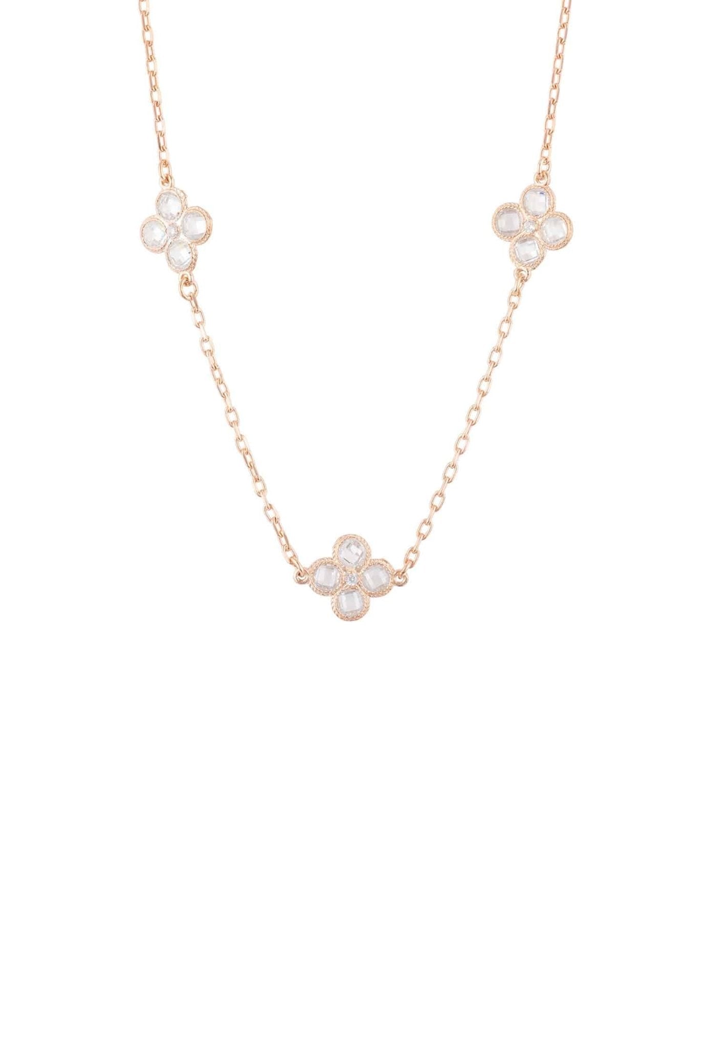 Flower Clover Triple Choker Necklace Rosegold - LATELITA Necklaces