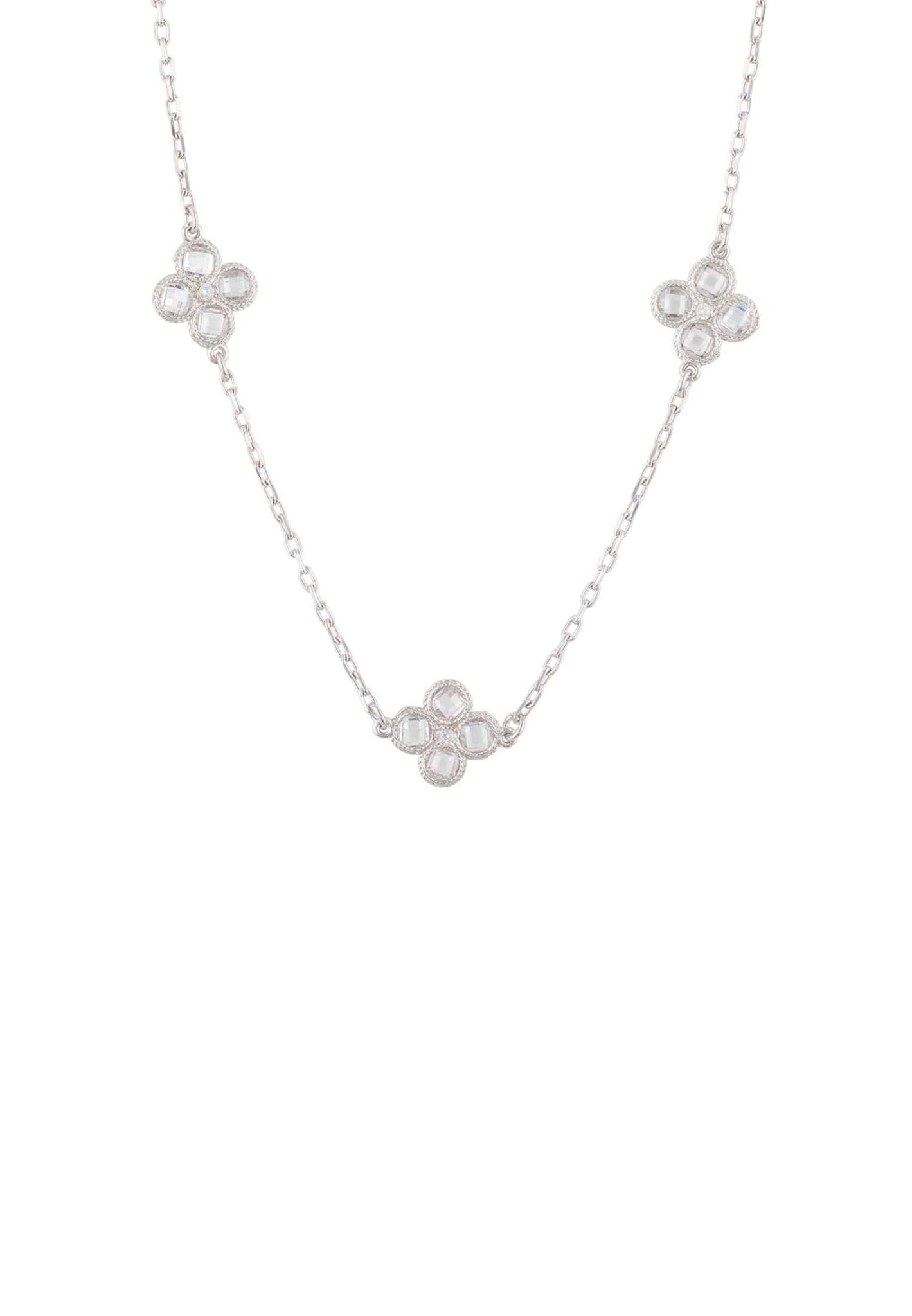 Flower Clover Triple Choker Necklace Silver - LATELITA Necklaces
